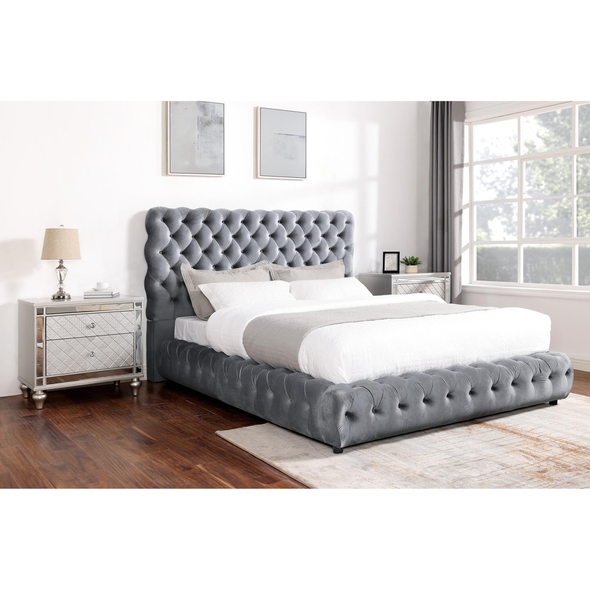  Size_King  -- Crown Mark Flory Upholstered Platform Bed IMAGE 2