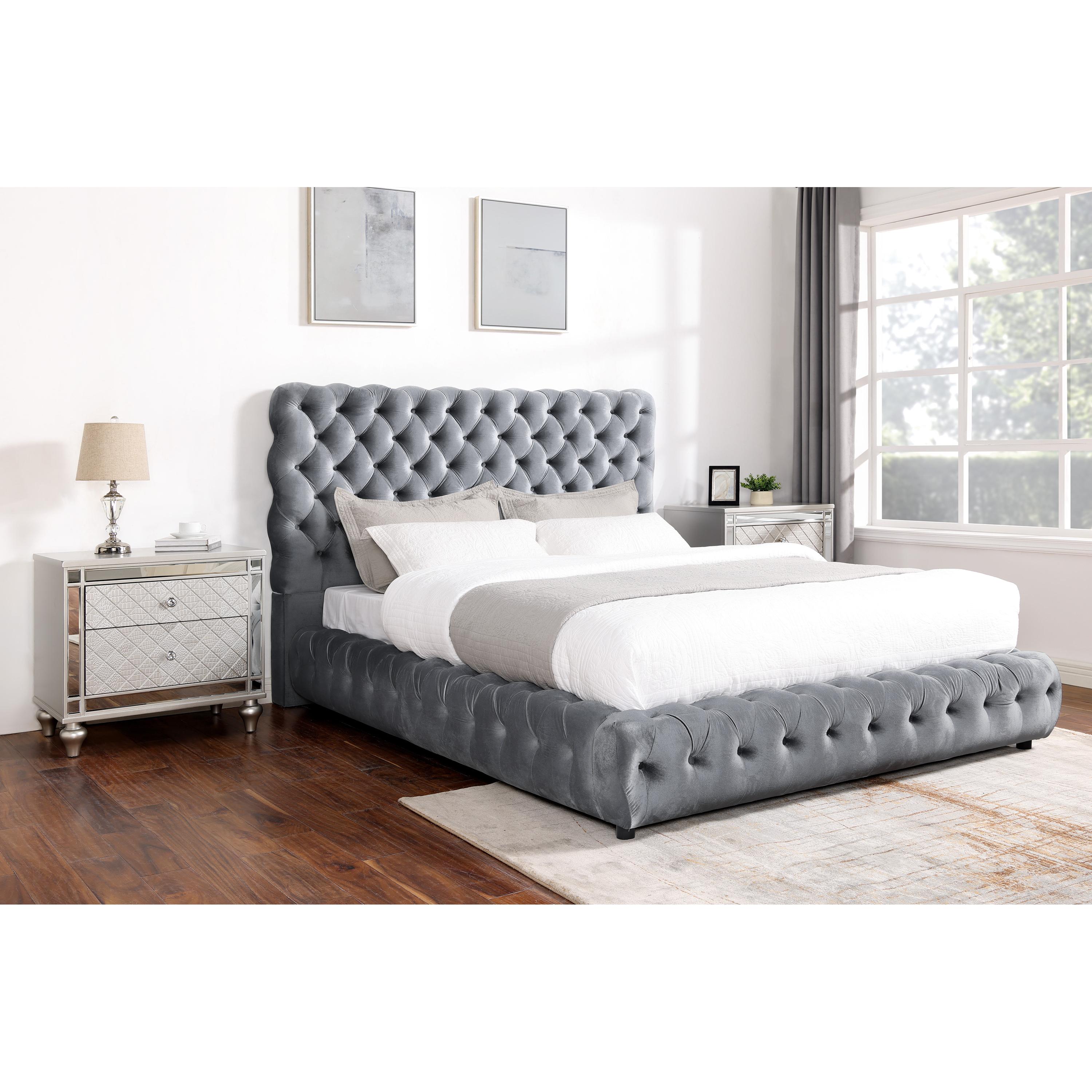  Size_Queen  -- Flory 5112GY-Q Queen Bed - Grey IMAGE 2