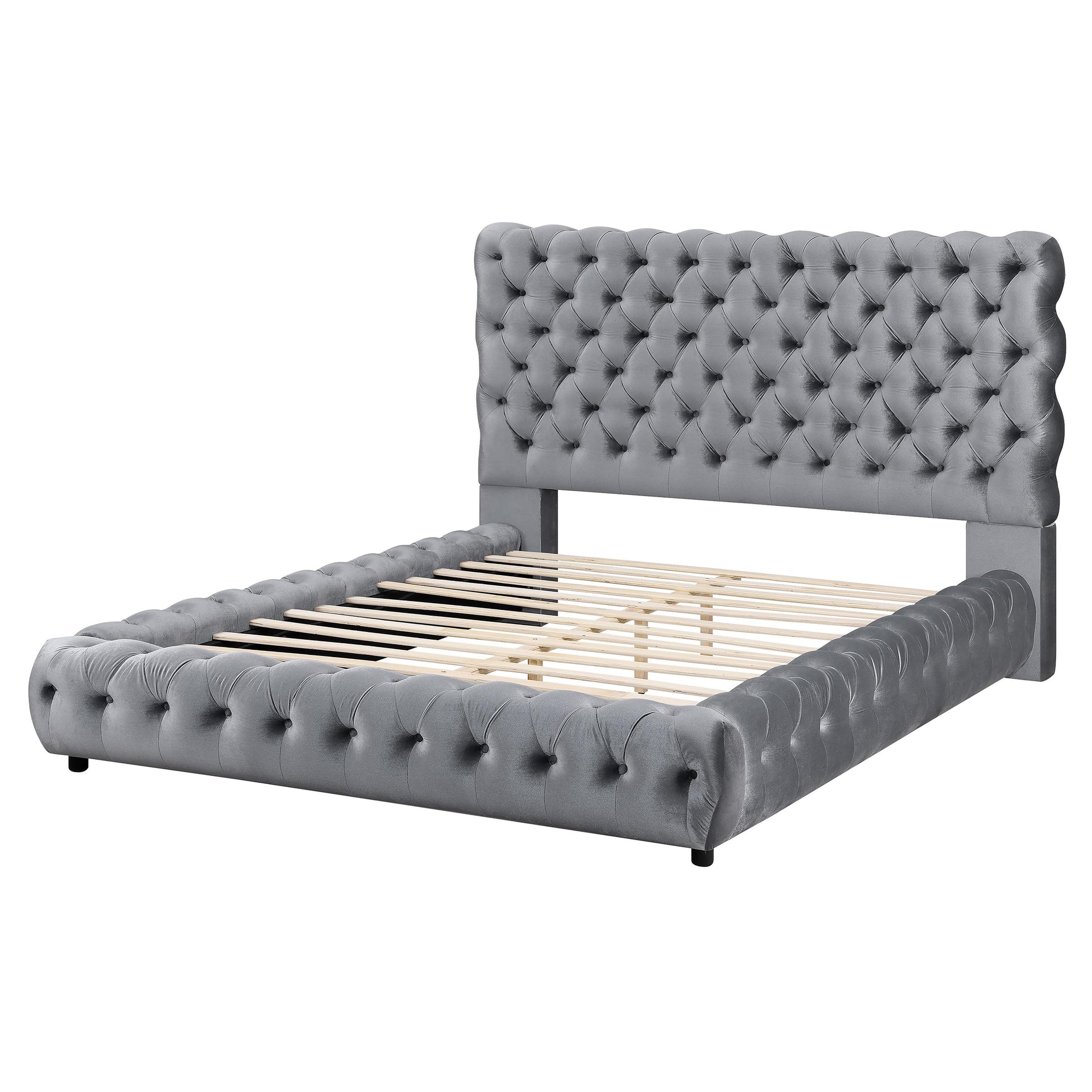  Size_Queen  -- Flory 5112GY-Q Queen Bed - Grey IMAGE 3