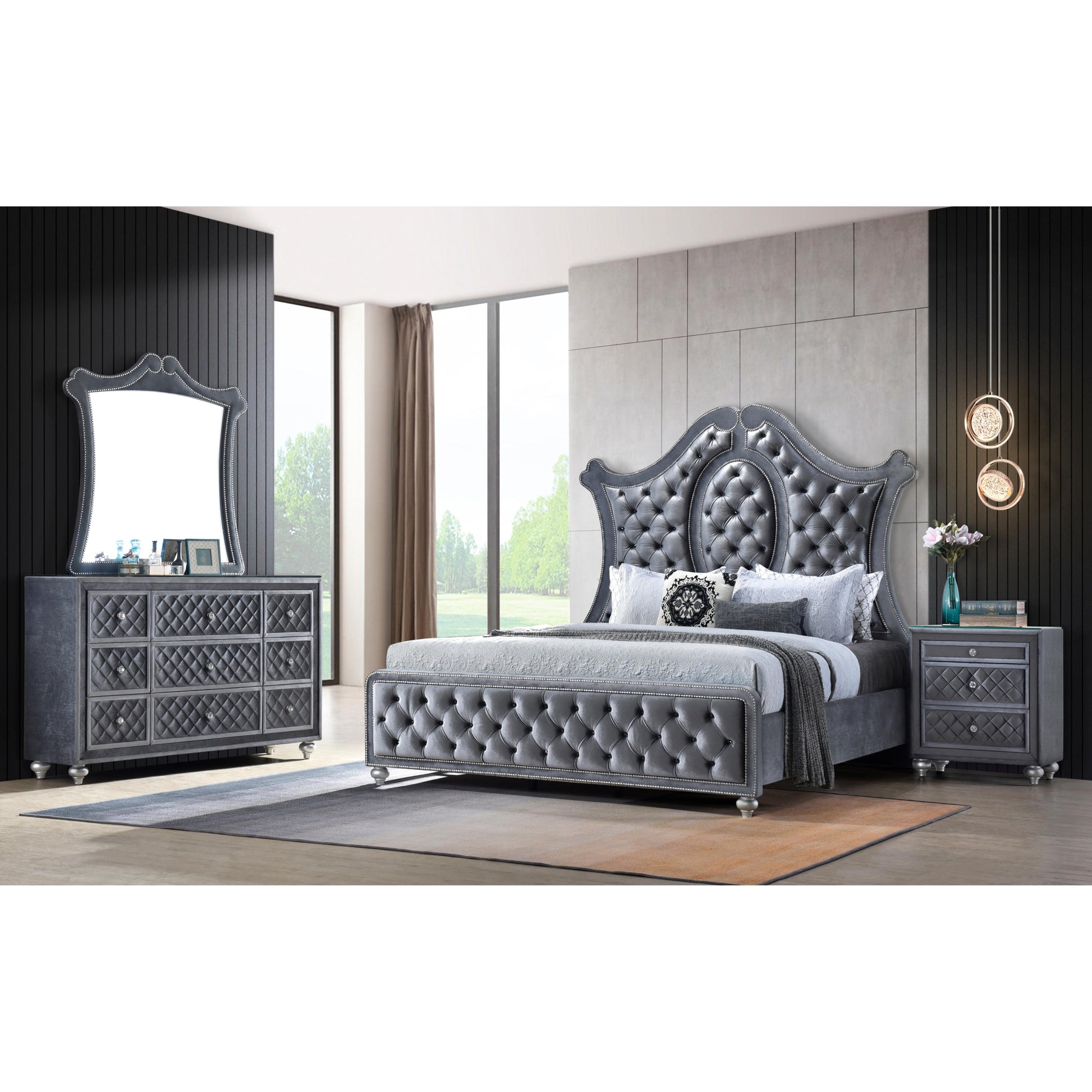  Size_King  -- Cameo Upholstered Panel Bed IMAGE 3