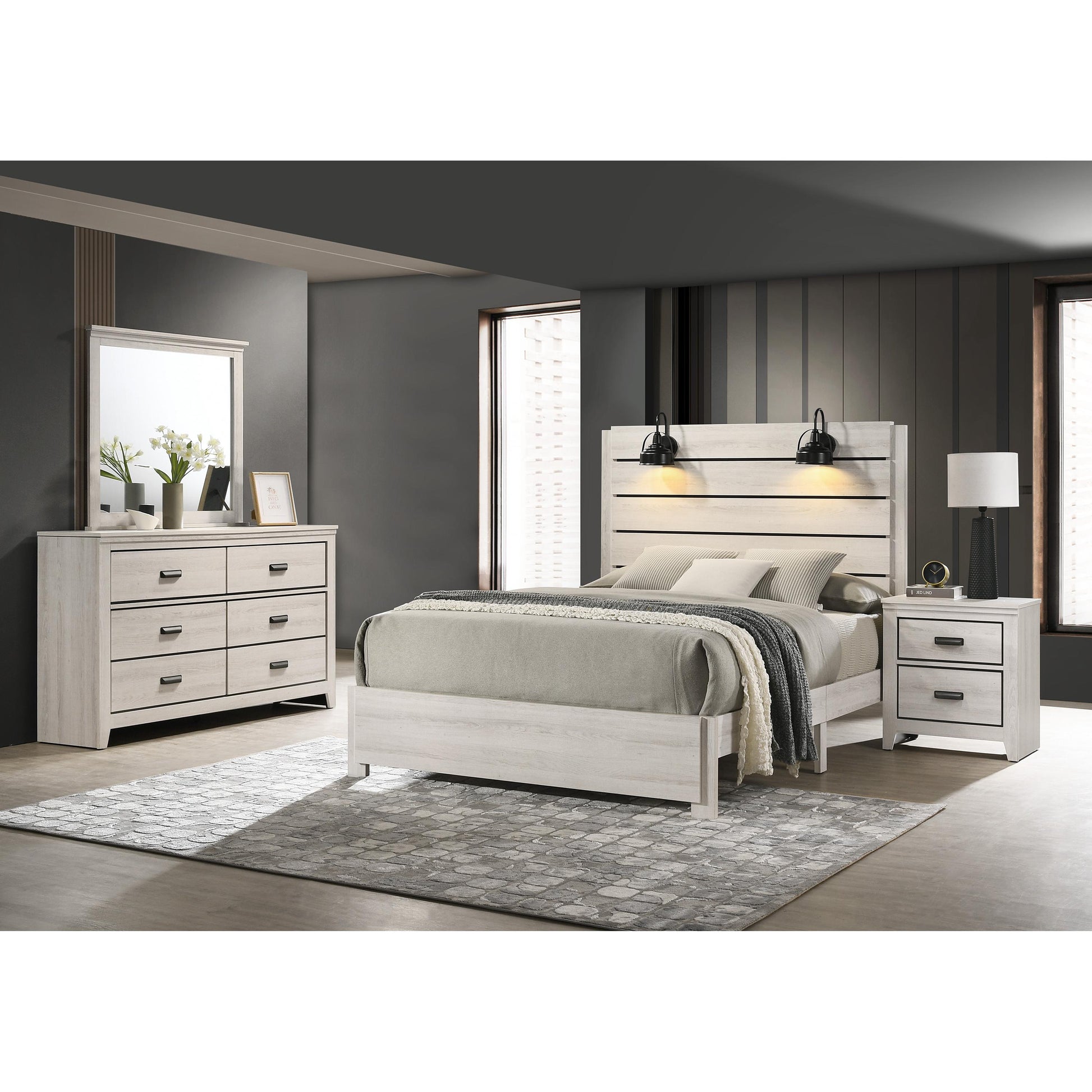  Size_Queen  -- Carter B6810 Queen Platform Bed - White IMAGE 4