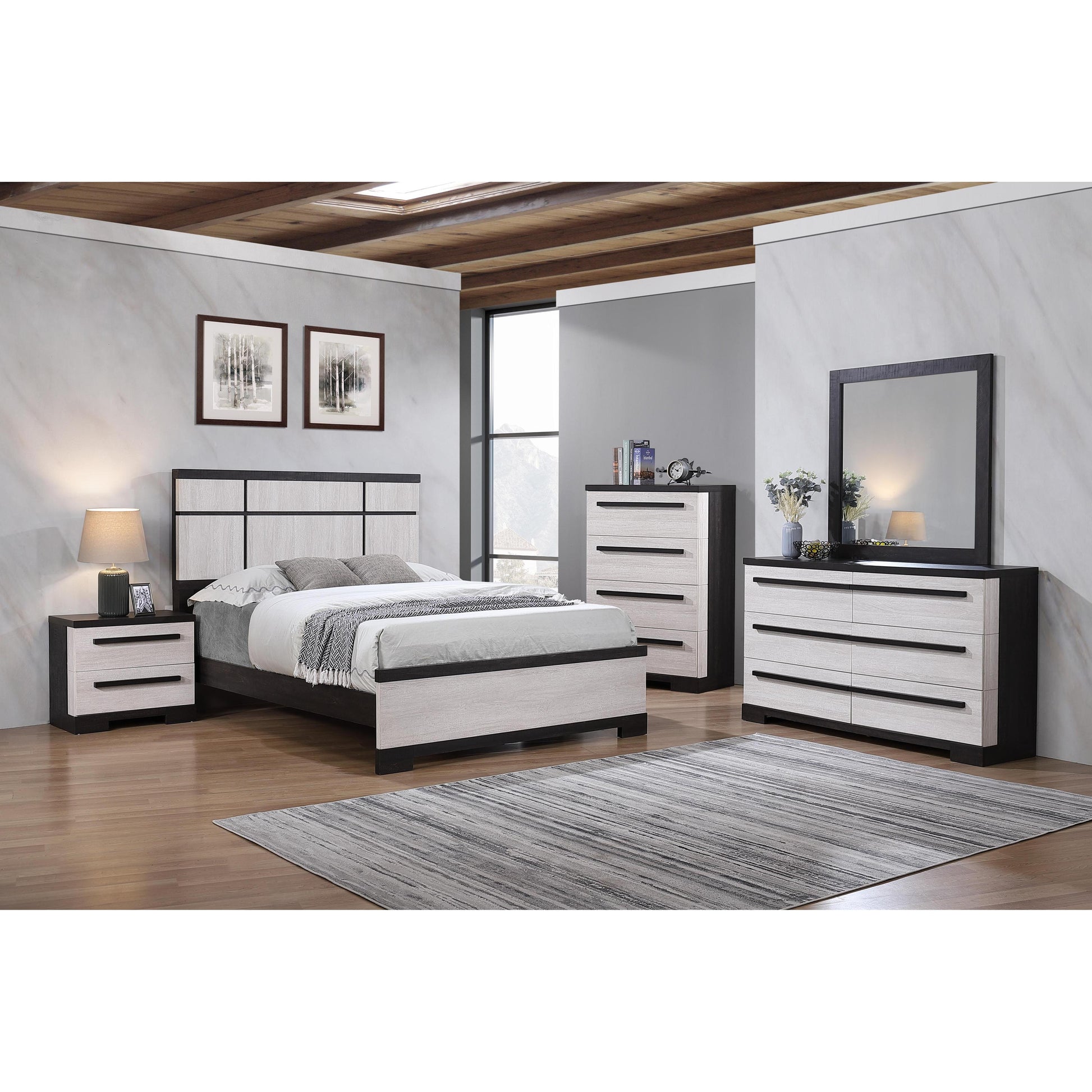  Size_Queen  -- Remington B8162-Q Queen Bed - Black/White IMAGE 2