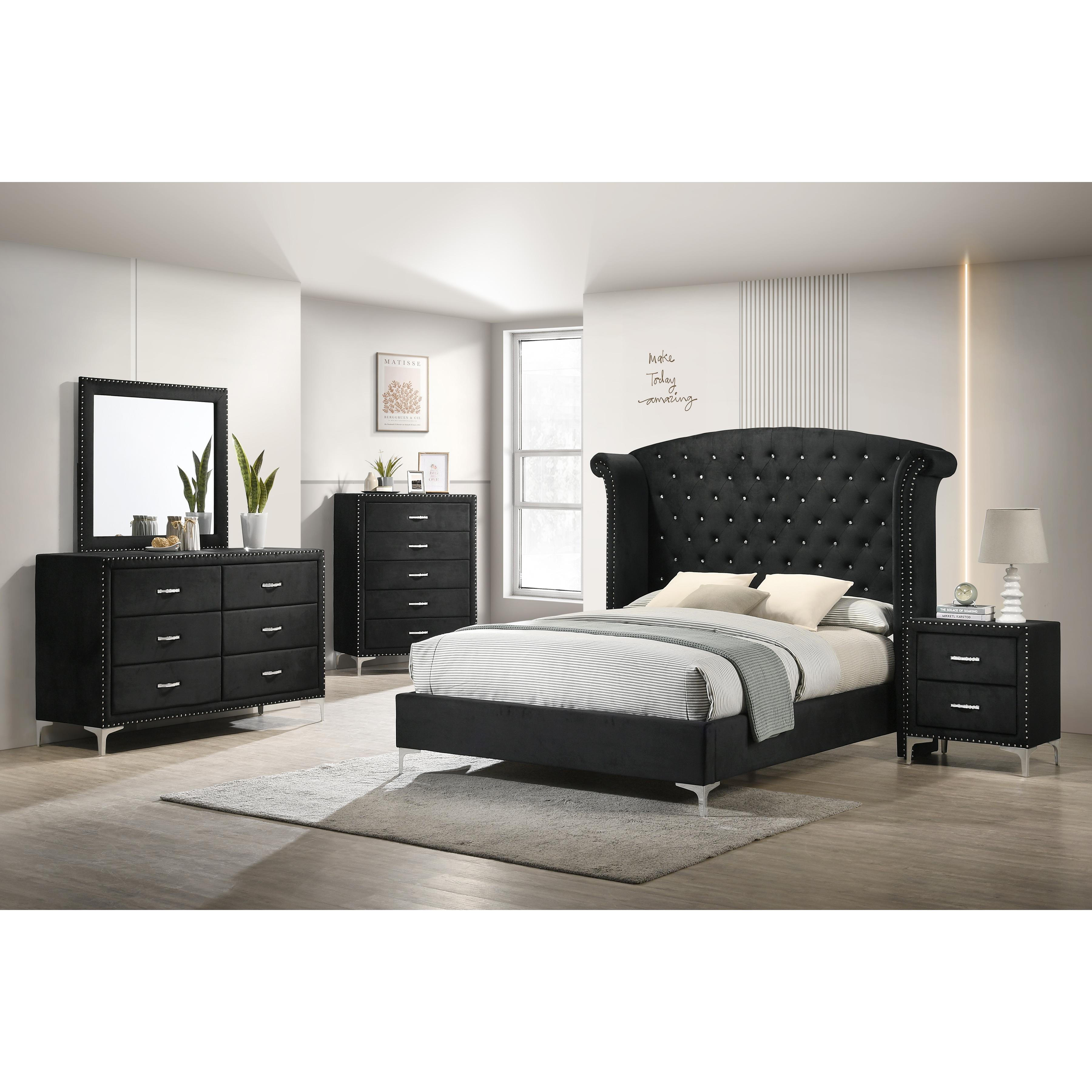  Crown Mark Lucinda B9265-2N Nightstand - Black IMAGE 2
