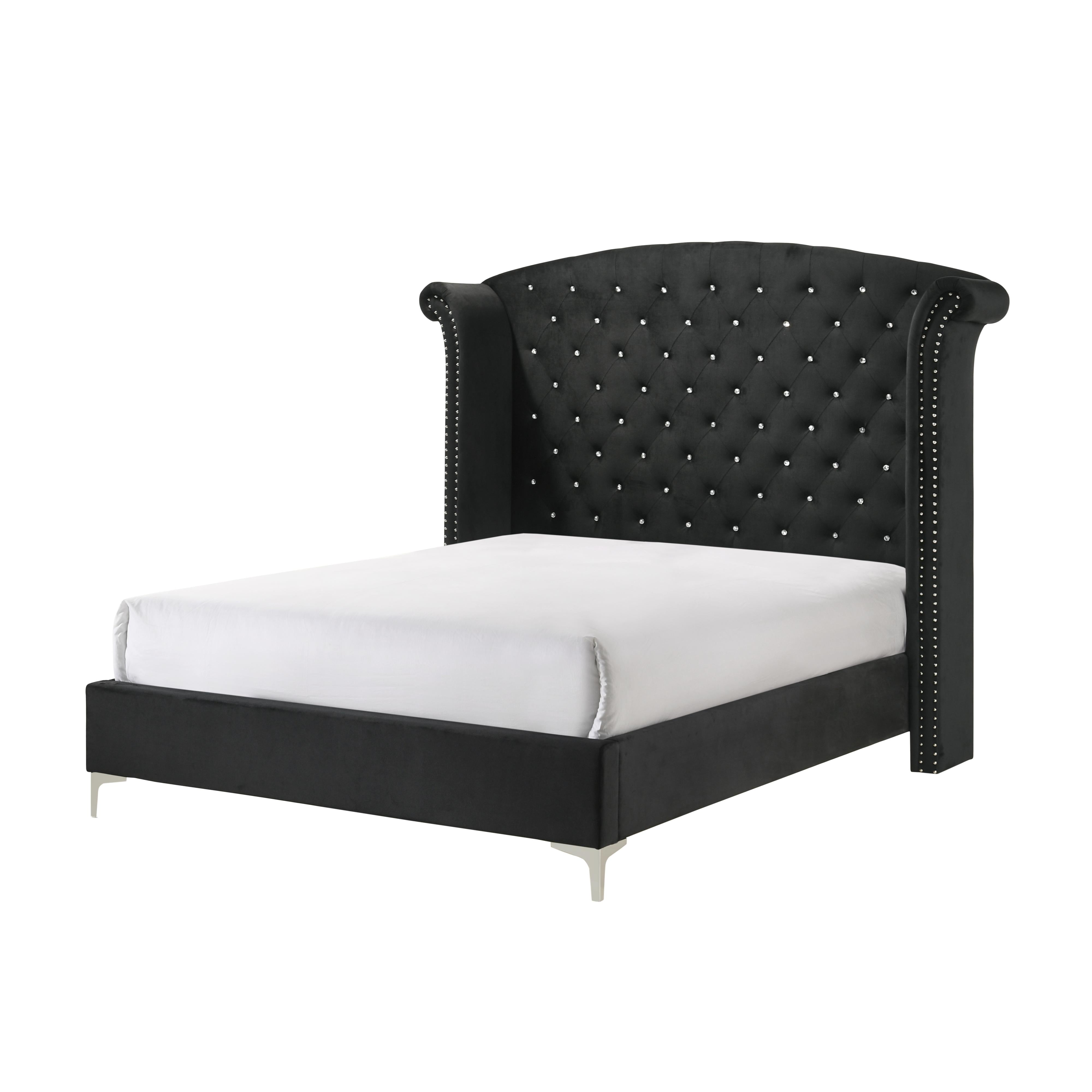  Size_Queen  -- Lucinda B9265-Q Queen Panel Bed - Black IMAGE 1