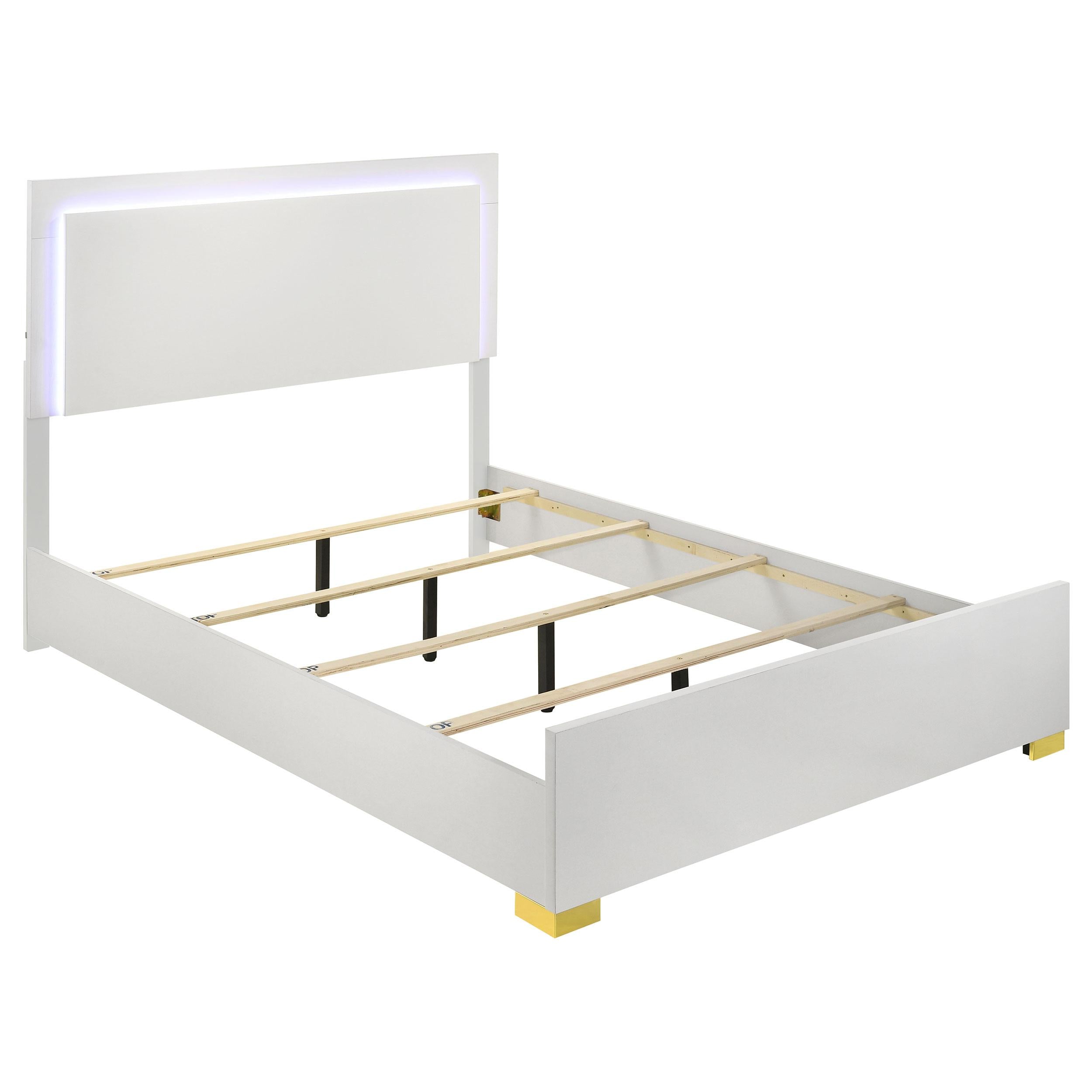  Size_King  -- Marceline 222931KE Wood Eastern King LED Panel Bed - White IMAGE 4