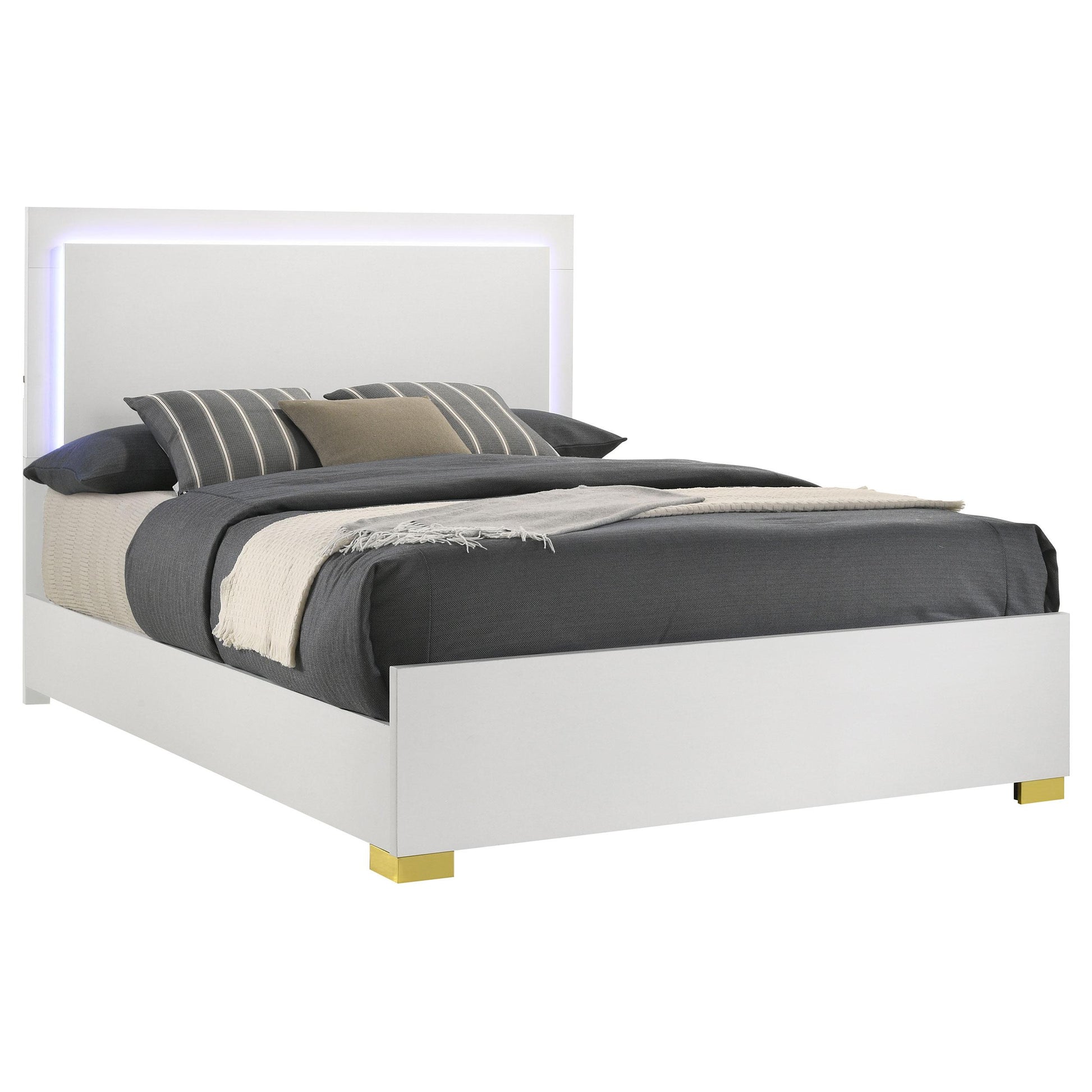  Size_Full  -- Marceline 222931F Wood Full LED Panel Bed - White IMAGE 1