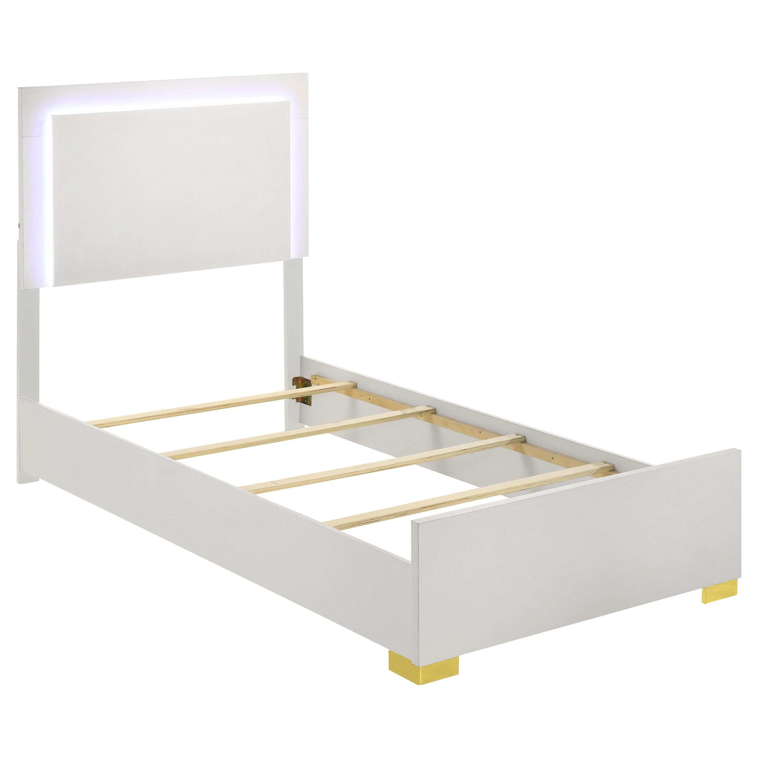  Size_Twin  -- Marceline 222931T Wood Twin LED Panel Bed - White IMAGE 4