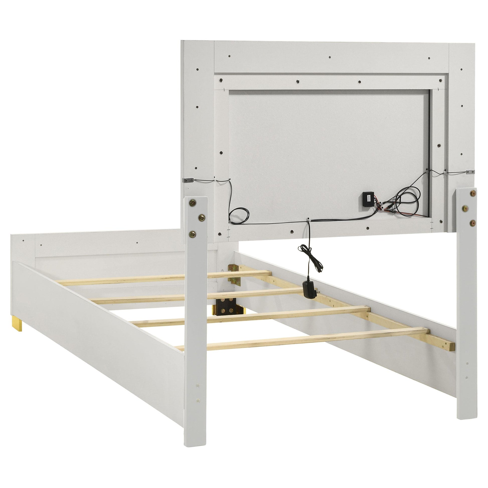  Size_Twin  -- Marceline 222931T Wood Twin LED Panel Bed - White IMAGE 5