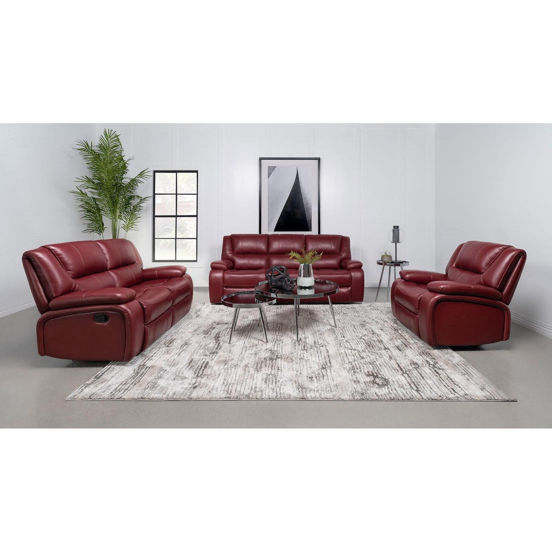  Coaster Furniture Camila 610242 Upholstered Motion Reclining Loveseat - Red IMAGE 1