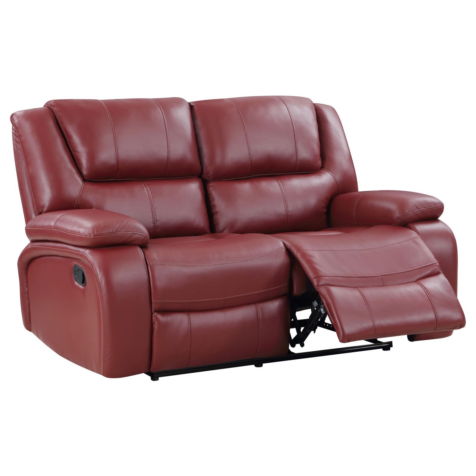  Coaster Furniture Camila 610242 Upholstered Motion Reclining Loveseat - Red IMAGE 3