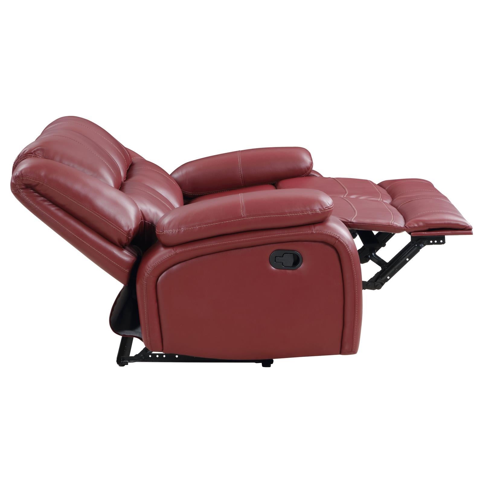  Coaster Furniture Camila 610242 Upholstered Motion Reclining Loveseat - Red IMAGE 6