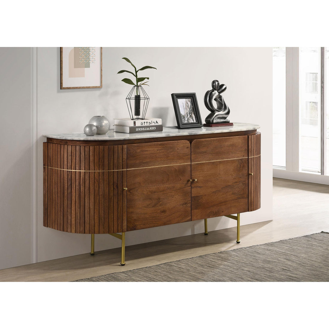  Coaster Furniture Ortega 105145 4-door Marble Top Sideboard Buffet Cabinet - Natural IMAGE 1