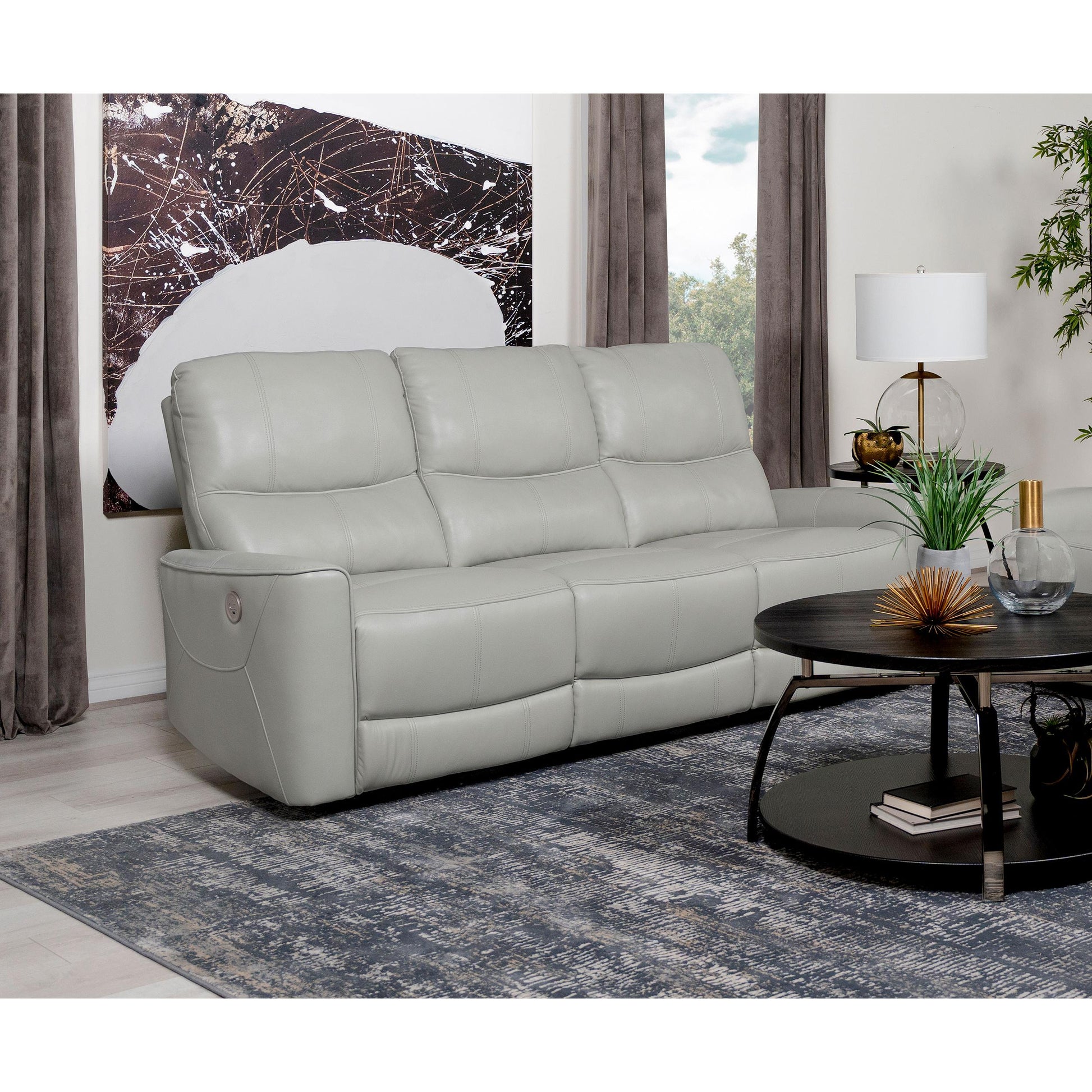  Coaster Furniture Greenfield 610261P Upholstered Power Reclining Sofa - Dove Grey IMAGE 2