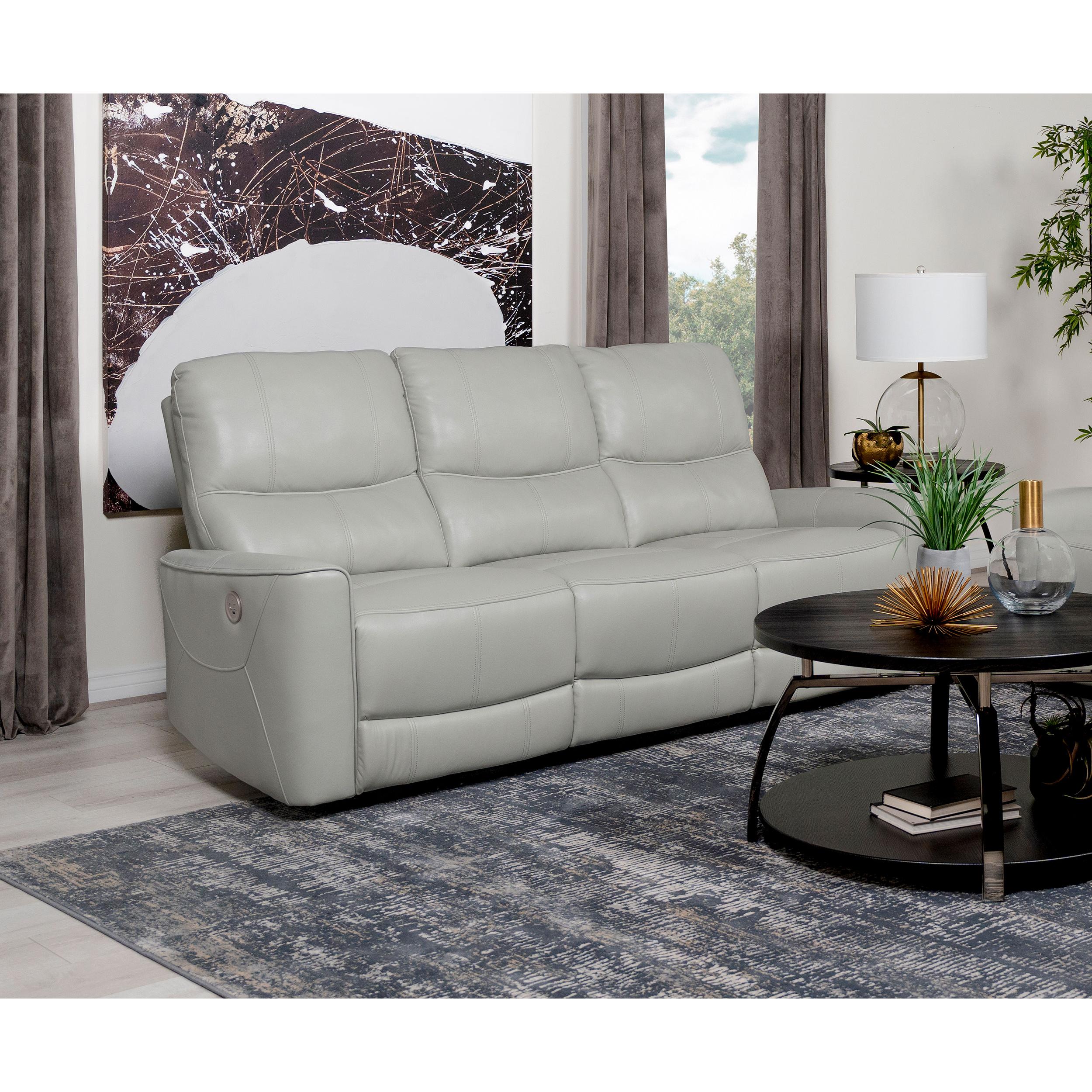  Coaster Furniture Greenfield 610261P Upholstered Power Reclining Sofa - Dove Grey IMAGE 2