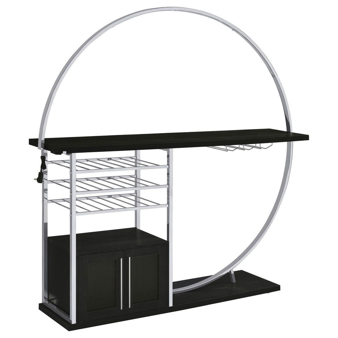  Coaster Furniture Risley 182799 2-door Circular LED Home Bar Cabinet - Dark Charcoal IMAGE 1