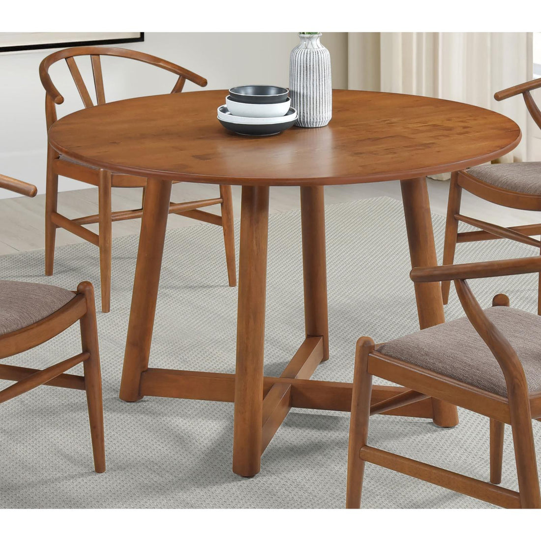  Coaster Furniture Dinah 108471 Round 47-inch Solid Wood Dining Table - Walnut IMAGE 1