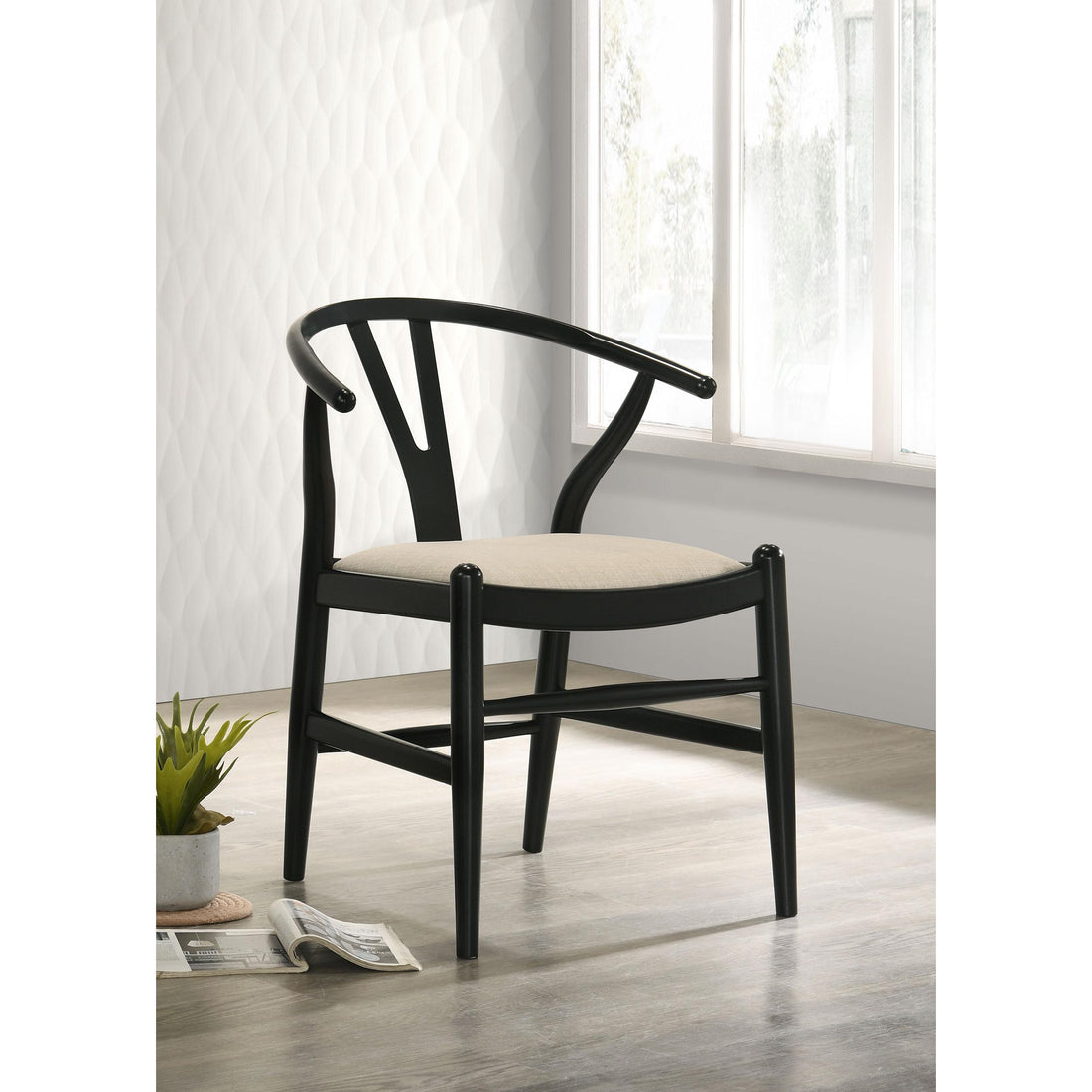  Coaster Furniture Crestmont 108482 Wood Wishbone Dining Side Chair - Black IMAGE 1