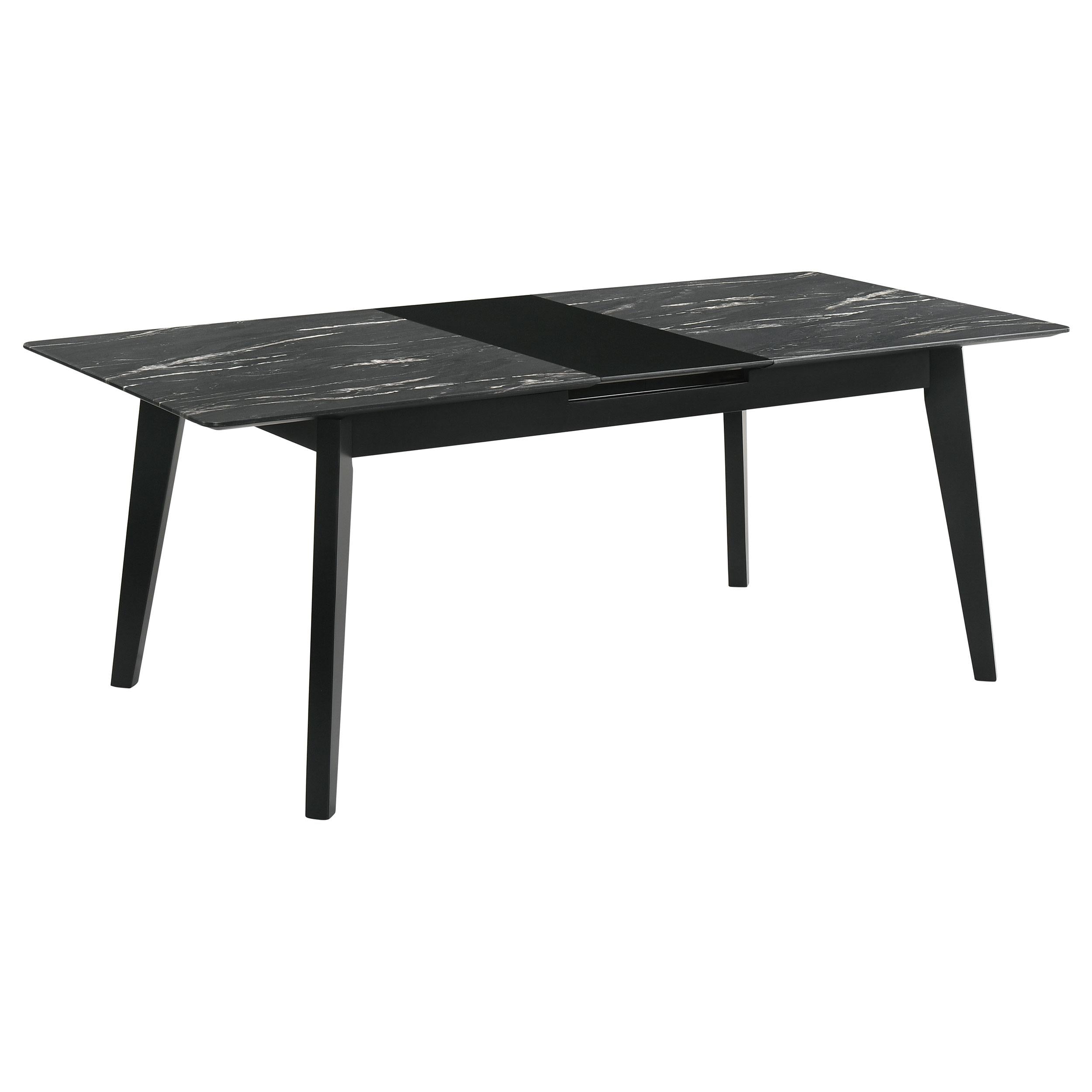  Coaster Furniture Crestmont 121251 78-inch Extension Dining Table - Black Faux Marble IMAGE 1