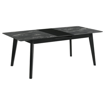  Coaster Furniture Crestmont 121251 78-inch Extension Dining Table - Black Faux Marble IMAGE 1