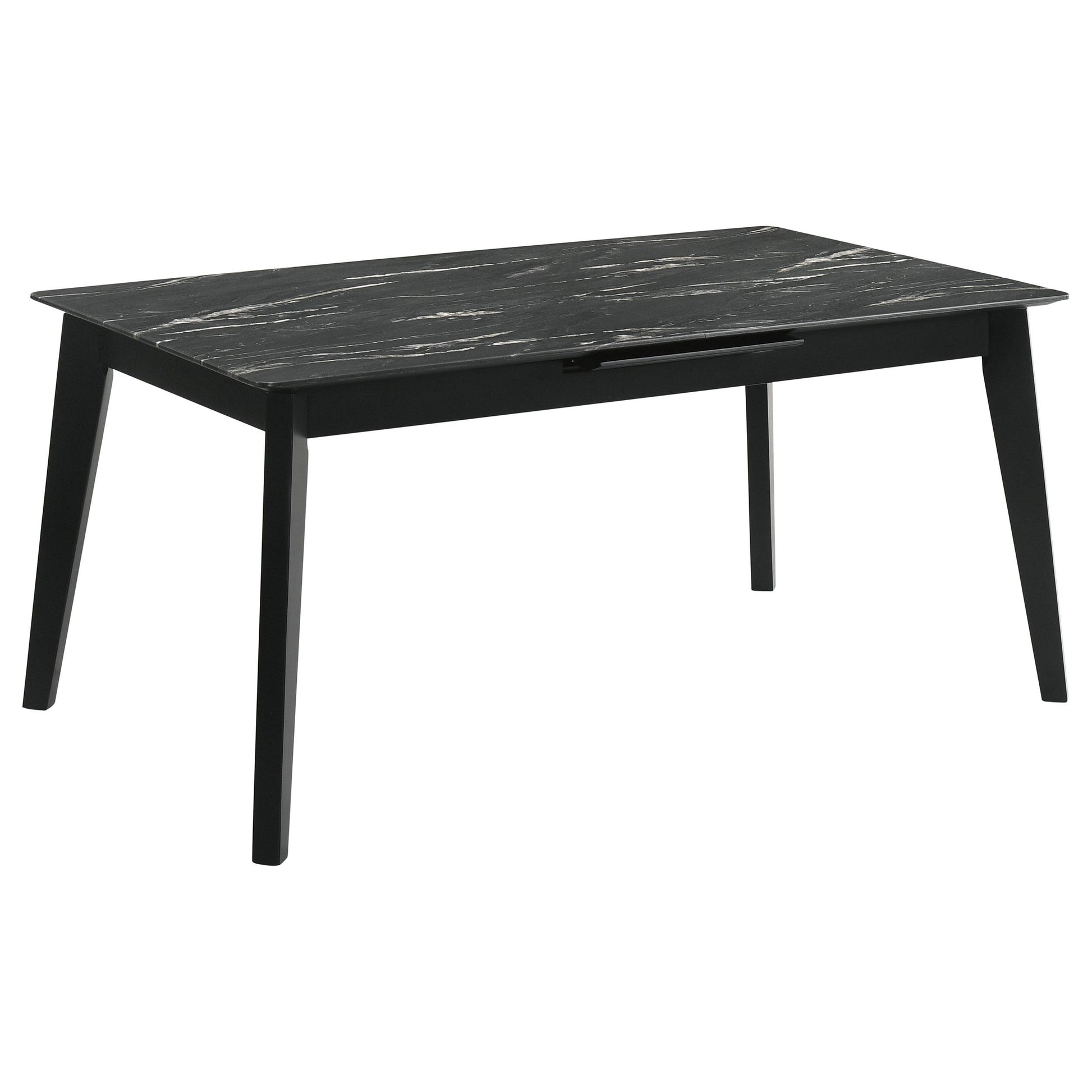  Coaster Furniture Crestmont 121251 78-inch Extension Dining Table - Black Faux Marble IMAGE 4