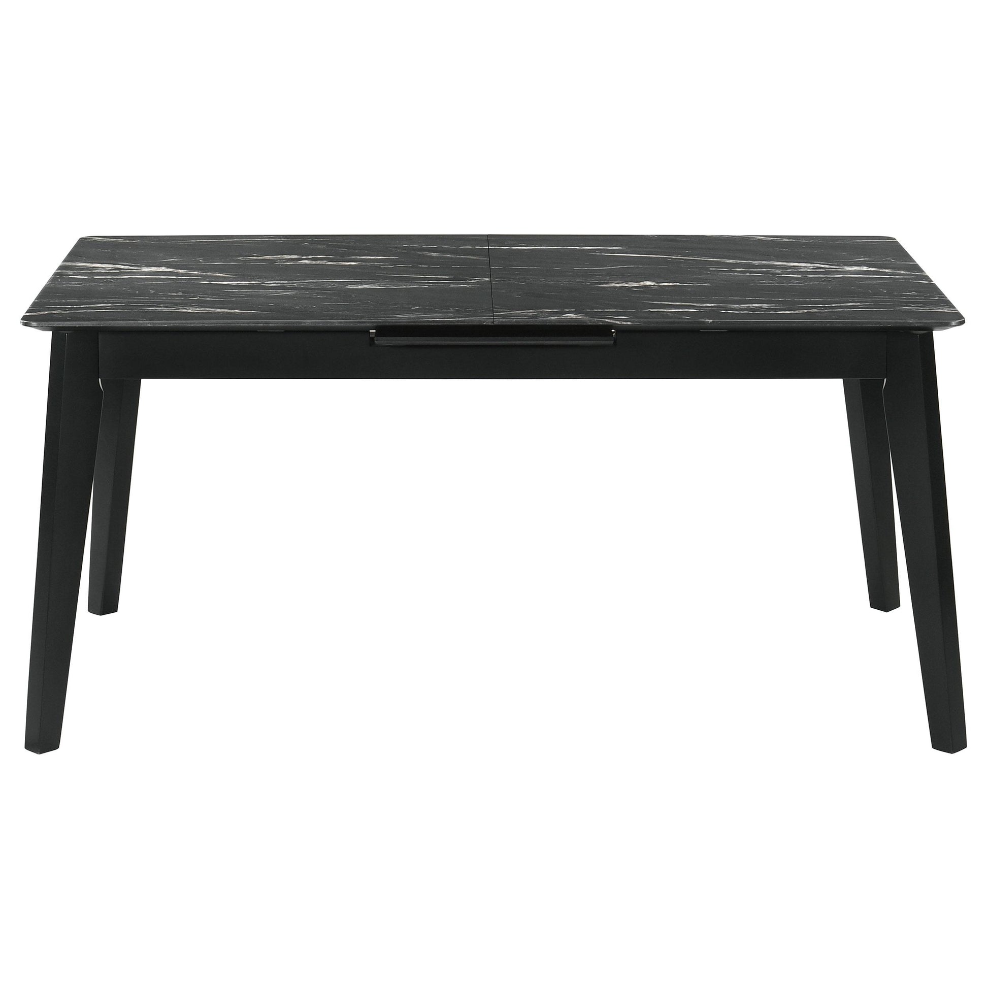  Coaster Furniture Crestmont 121251 78-inch Extension Dining Table - Black Faux Marble IMAGE 5