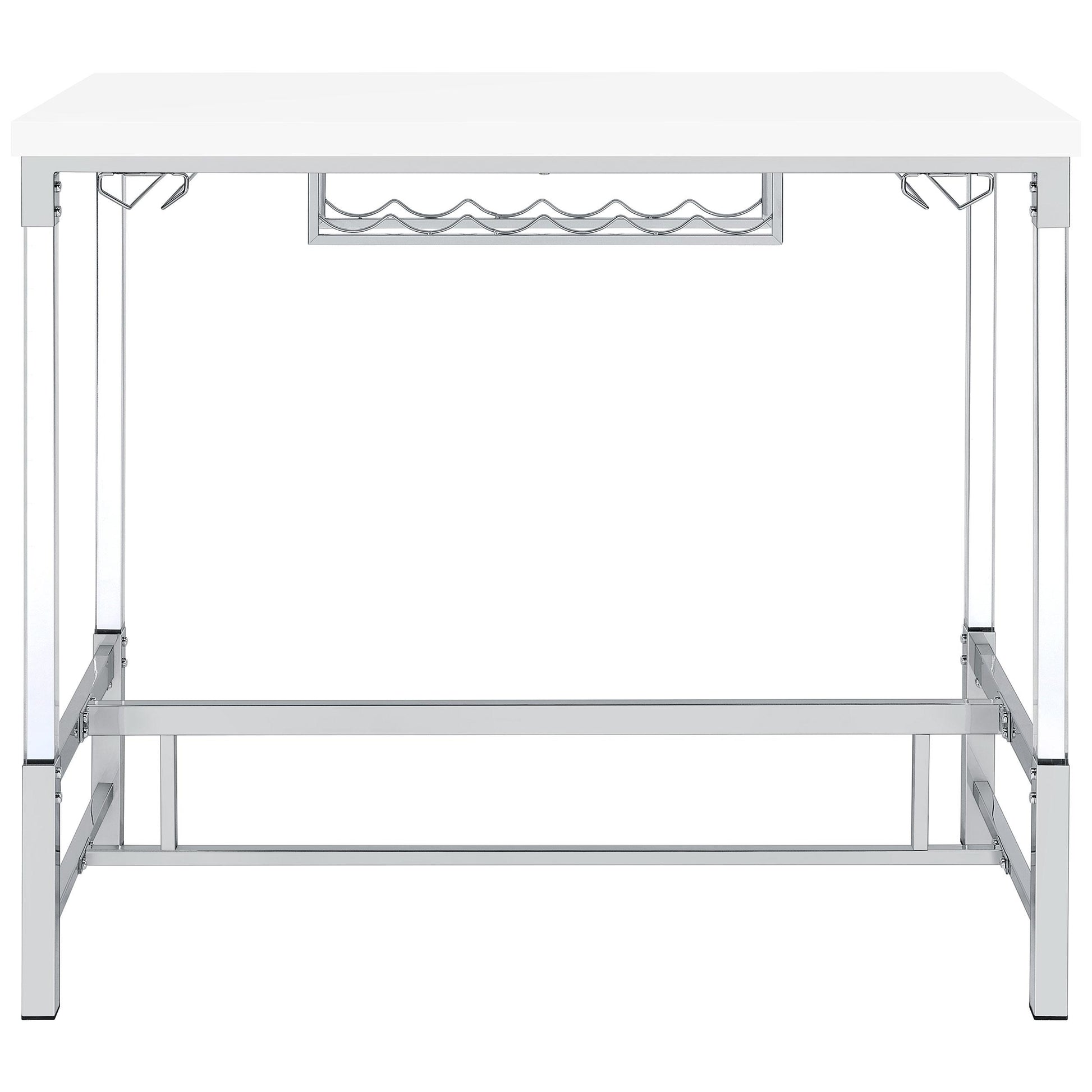  Coaster Furniture Norcrest 182101 47-inch Acrylic Leg Bar Table - White High Gloss IMAGE 3