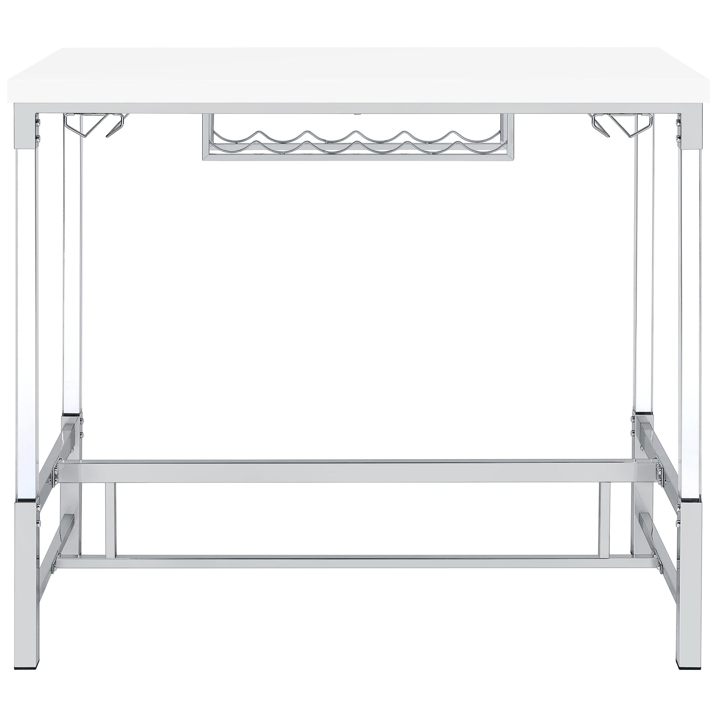  Coaster Furniture Norcrest 182101 47-inch Acrylic Leg Bar Table - White High Gloss IMAGE 3