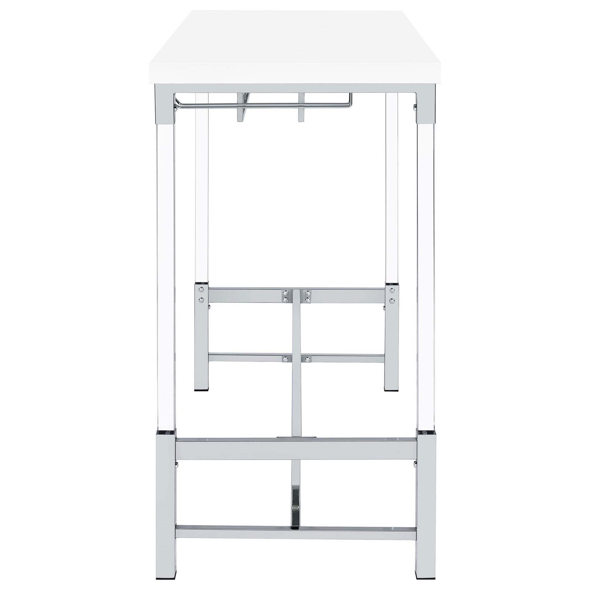  Coaster Furniture Norcrest 182101 47-inch Acrylic Leg Bar Table - White High Gloss IMAGE 5