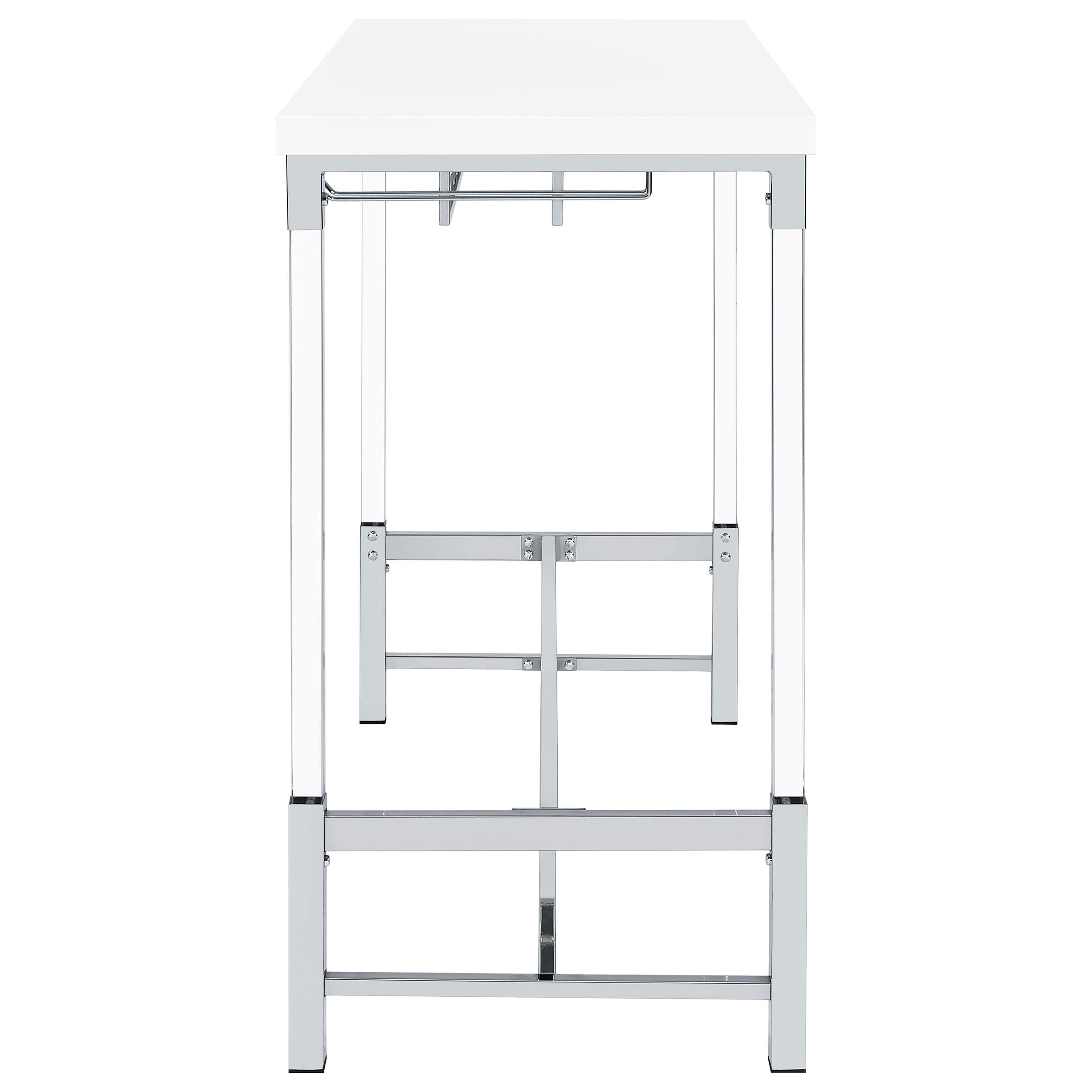  Coaster Furniture Norcrest 182101 47-inch Acrylic Leg Bar Table - White High Gloss IMAGE 5