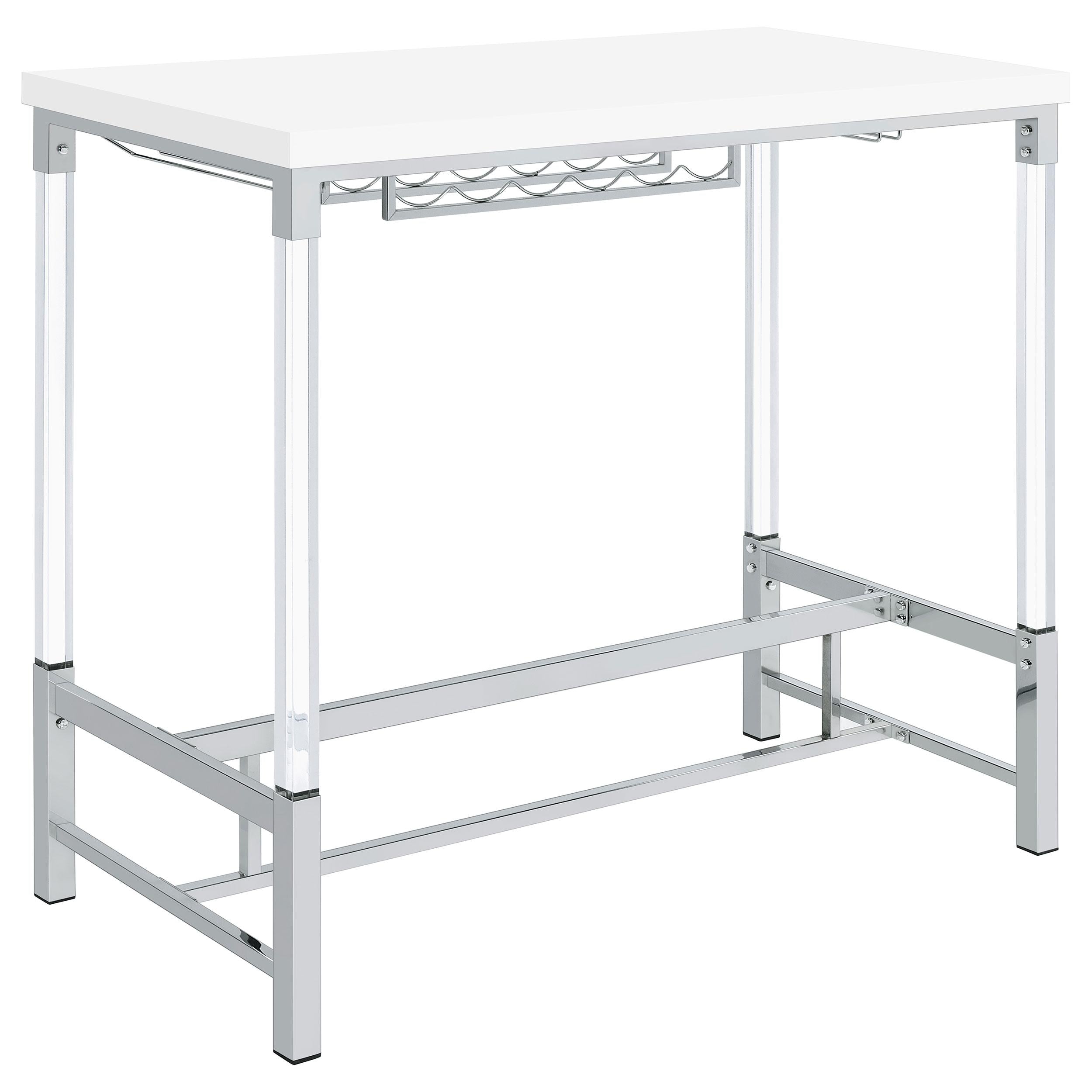  Coaster Furniture Norcrest 182101 47-inch Acrylic Leg Bar Table - White High Gloss IMAGE 6