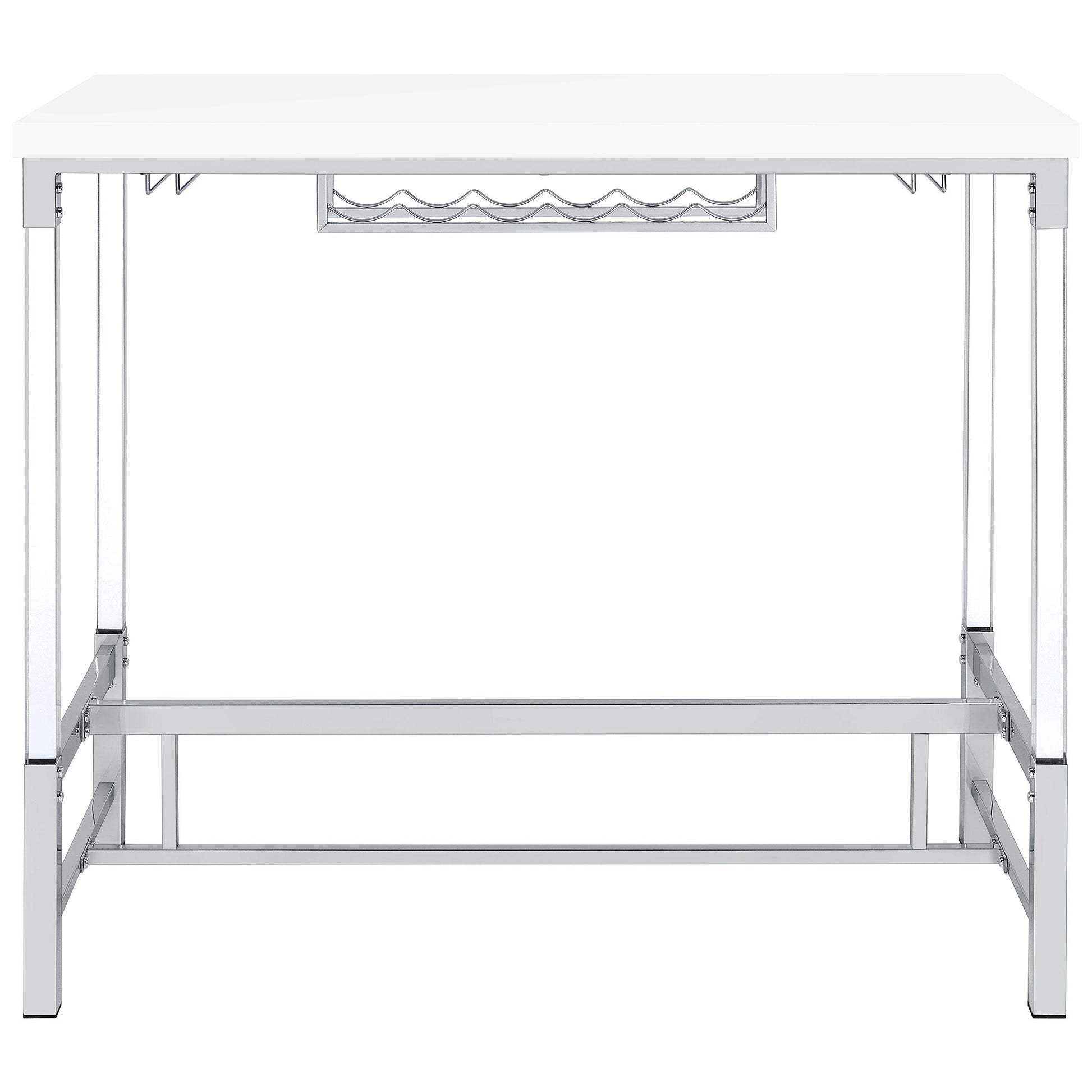  Coaster Furniture Norcrest 182101 47-inch Acrylic Leg Bar Table - White High Gloss IMAGE 7