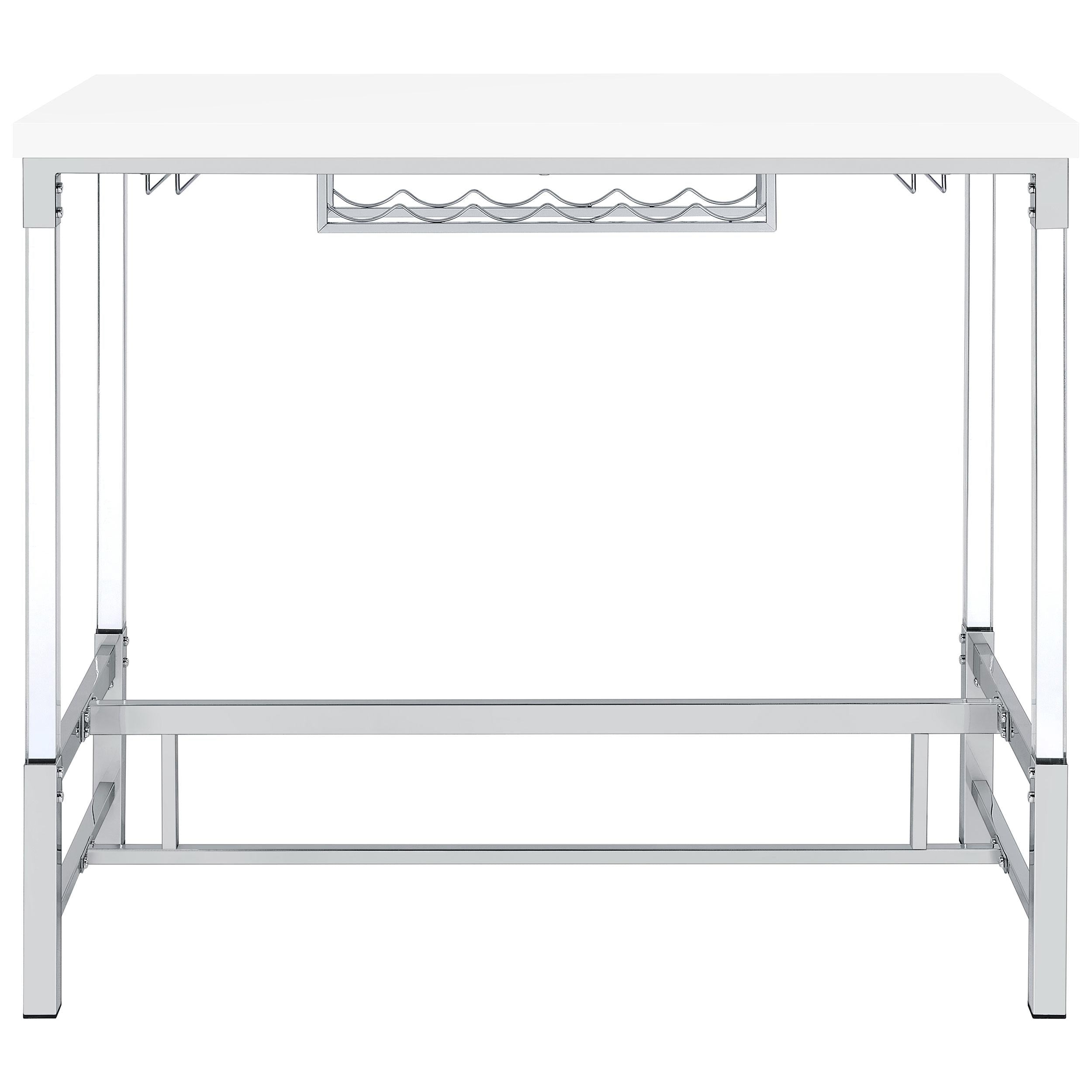  Coaster Furniture Norcrest 182101 47-inch Acrylic Leg Bar Table - White High Gloss IMAGE 7