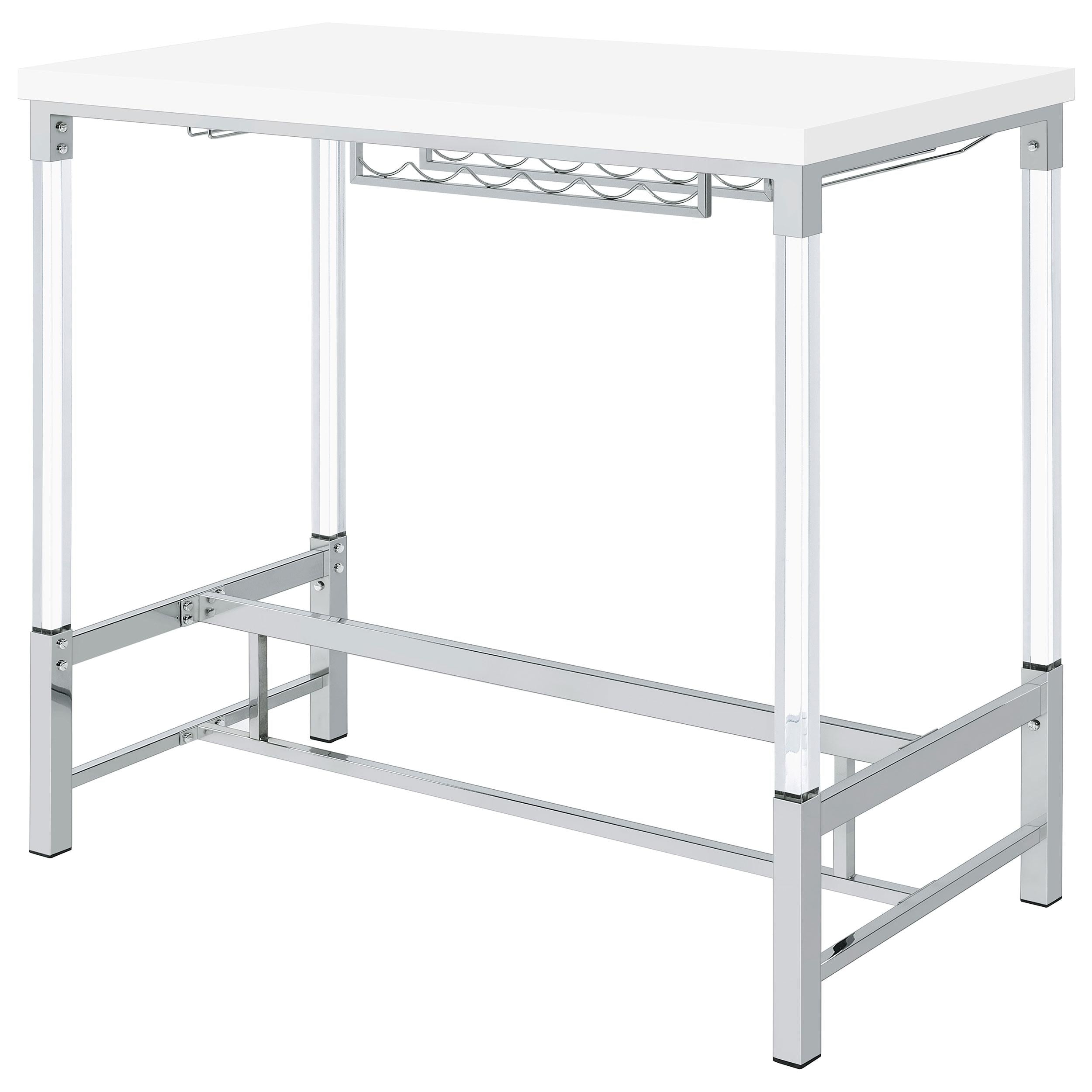  Coaster Furniture Norcrest 182101 47-inch Acrylic Leg Bar Table - White High Gloss IMAGE 8