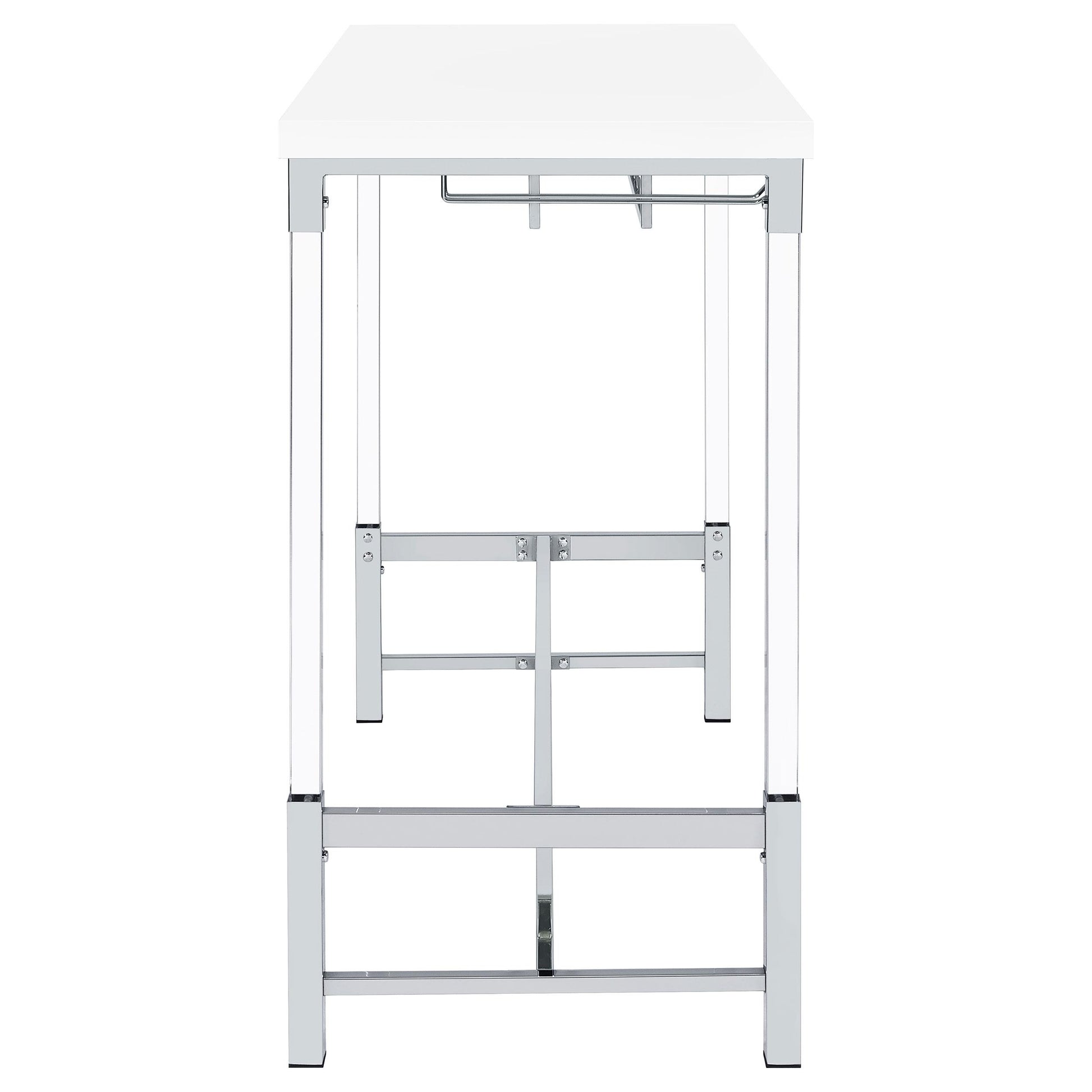  Coaster Furniture Norcrest 182101 47-inch Acrylic Leg Bar Table - White High Gloss IMAGE 9
