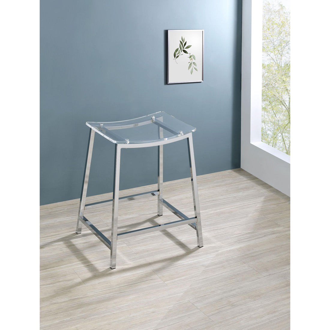  Coaster Furniture Jovani 182358 Acrylic Backless Counter Stool - Chrome IMAGE 1