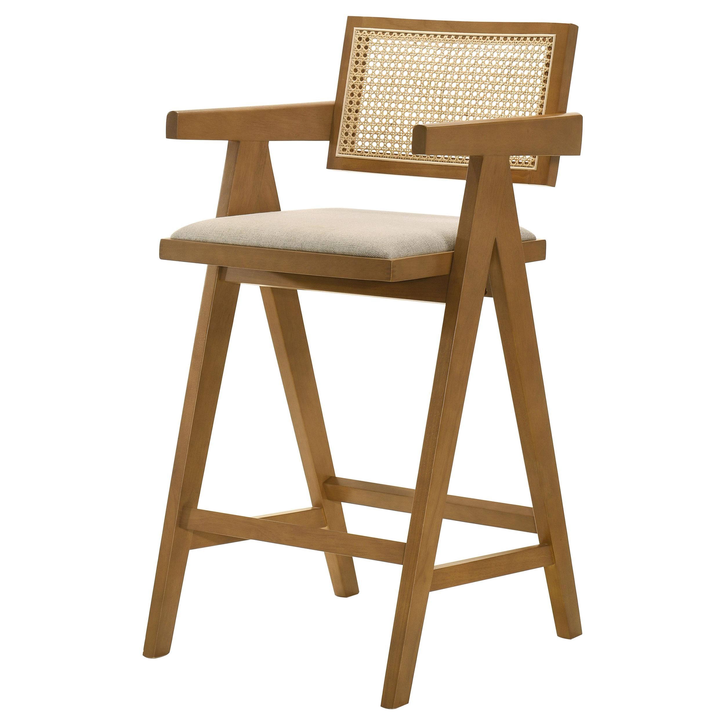  Coaster Furniture Kane 182677 Woven Rattan Wood Bar Chair - Light Walnut IMAGE 4