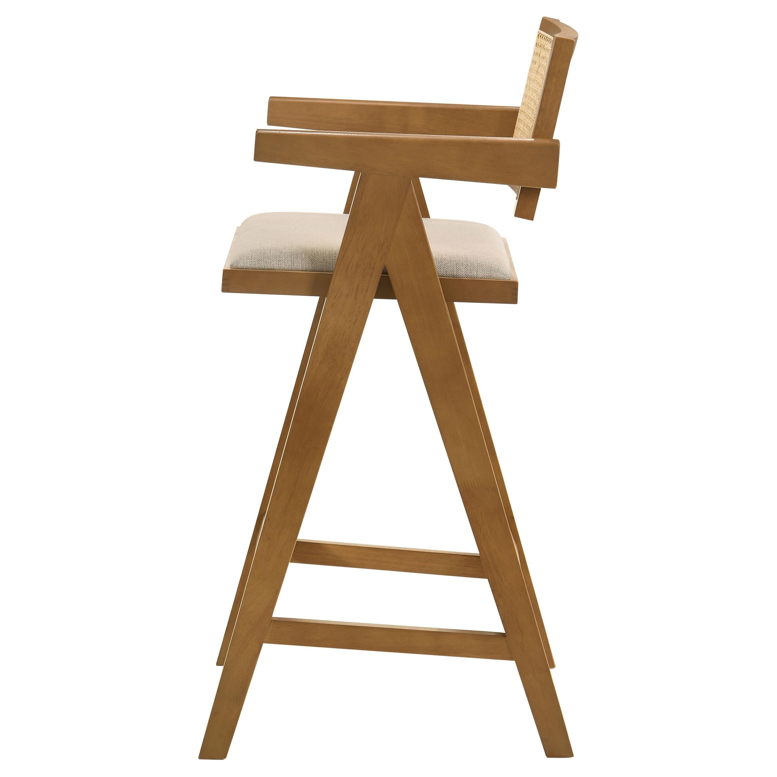  Coaster Furniture Kane 182677 Woven Rattan Wood Bar Chair - Light Walnut IMAGE 5