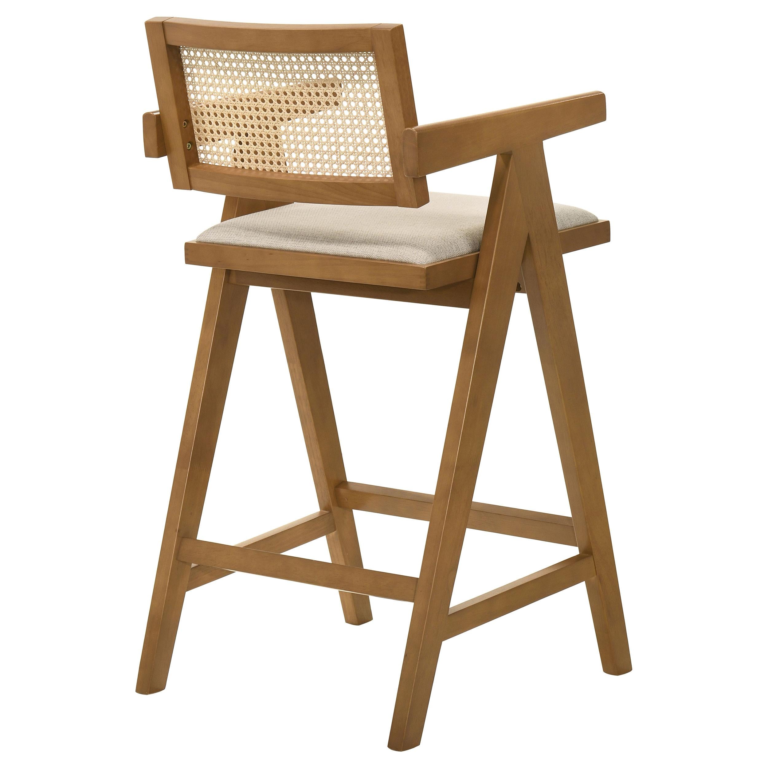  Coaster Furniture Kane 182677 Woven Rattan Wood Bar Chair - Light Walnut IMAGE 7
