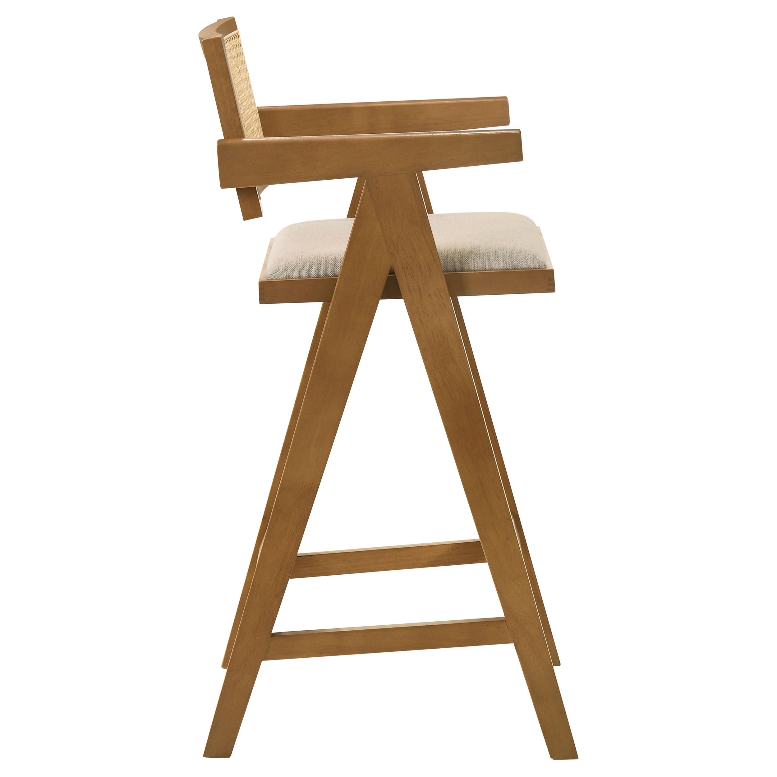  Coaster Furniture Kane 182677 Woven Rattan Wood Bar Chair - Light Walnut IMAGE 8