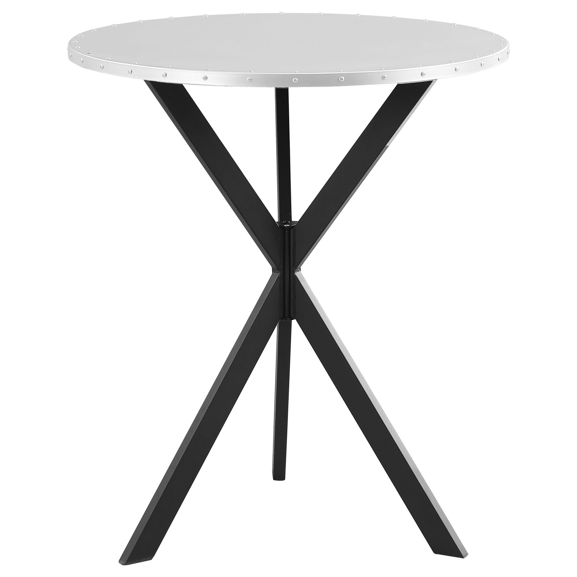 Coaster Furniture Kenzo 182861 Round 32-inch Galvanized Steel Bistro Bar Table - Silver IMAGE 1