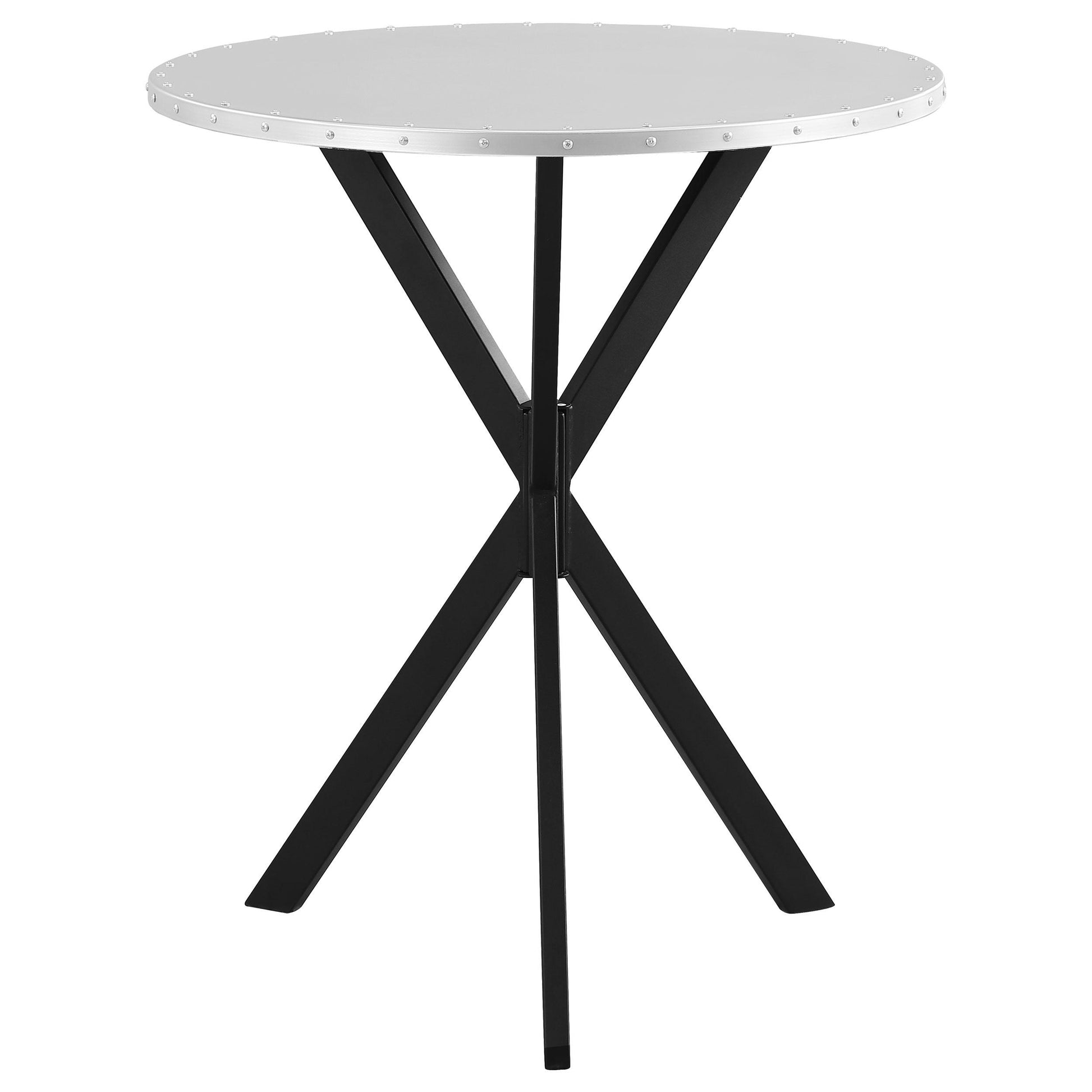  Coaster Furniture Kenzo 182861 Round 32-inch Galvanized Steel Bistro Bar Table - Silver IMAGE 3