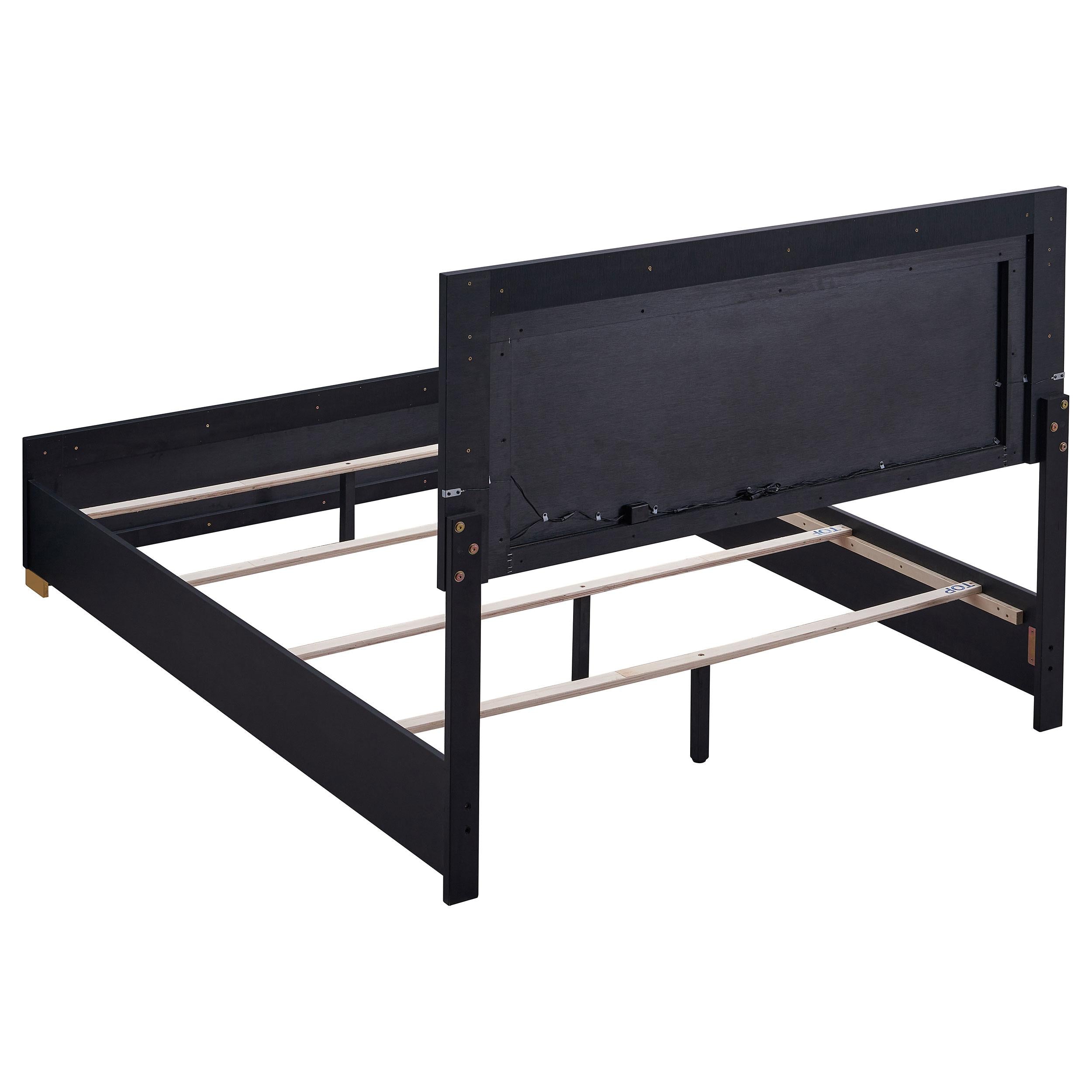 Size_Queen  -- Marceline 222831Q Wood Queen LED Panel Bed - Black IMAGE 3