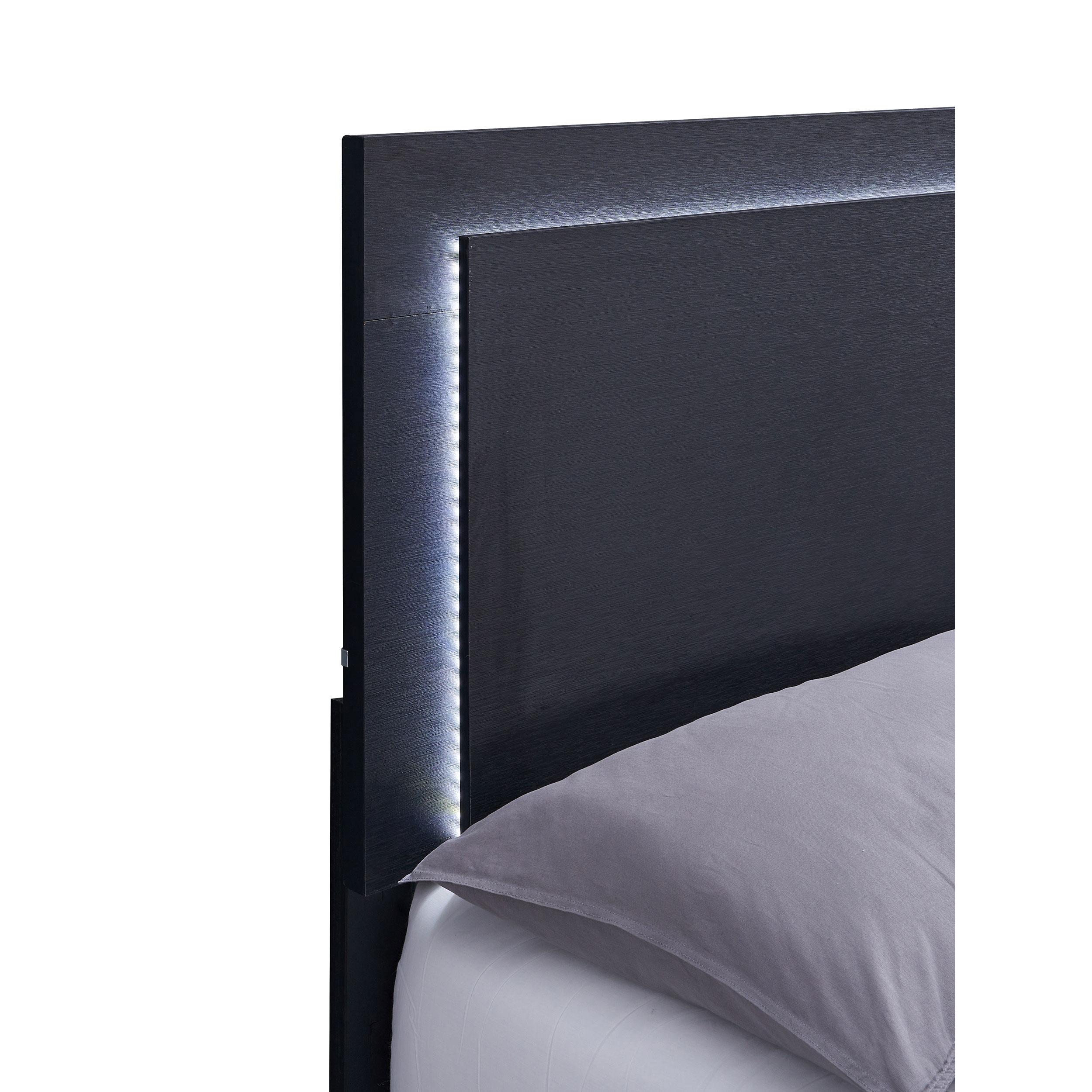  Size_Queen  -- Marceline 222831Q Wood Queen LED Panel Bed - Black IMAGE 6