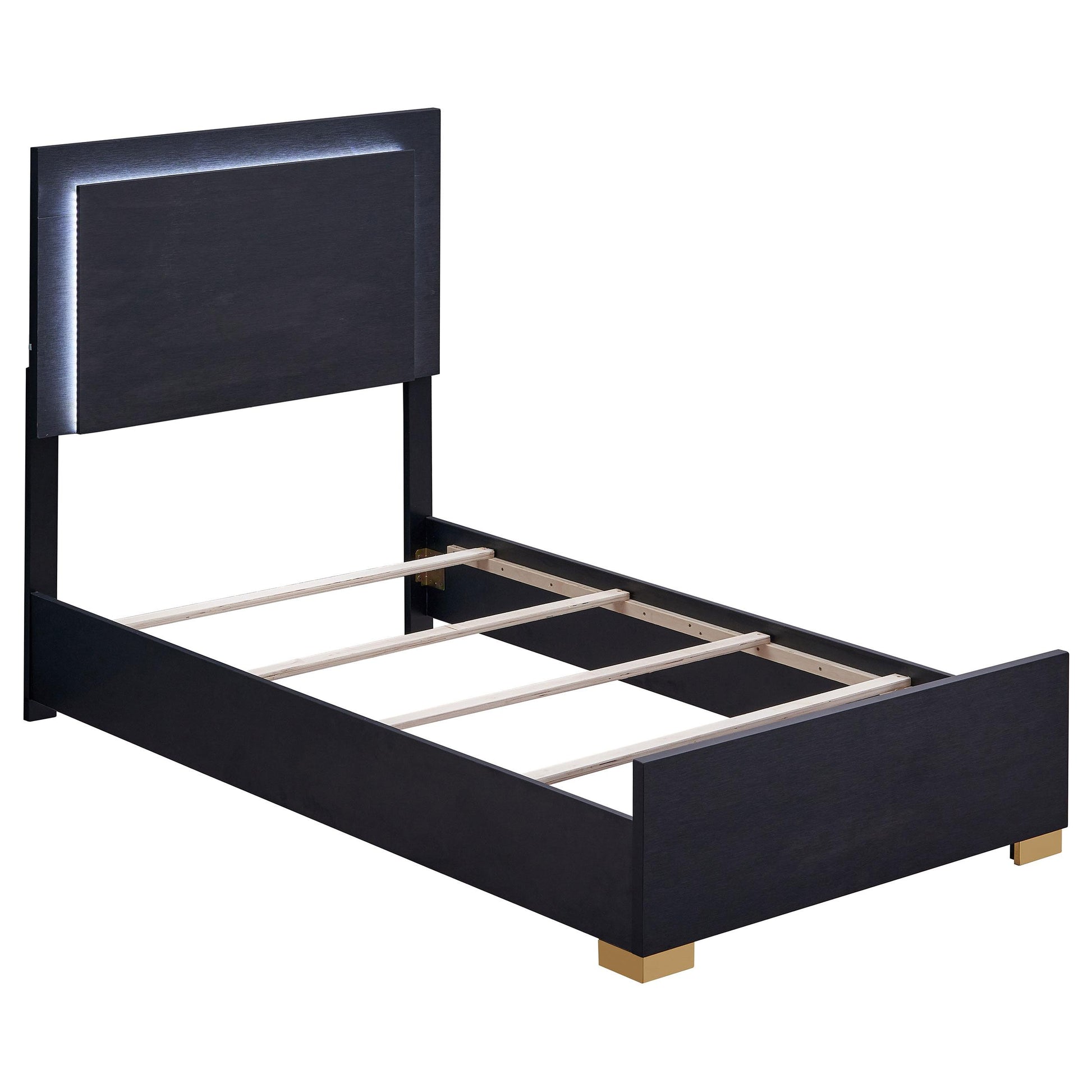  Size_Twin  -- Marceline 222831T Wood Twin LED Panel Bed - Black IMAGE 1