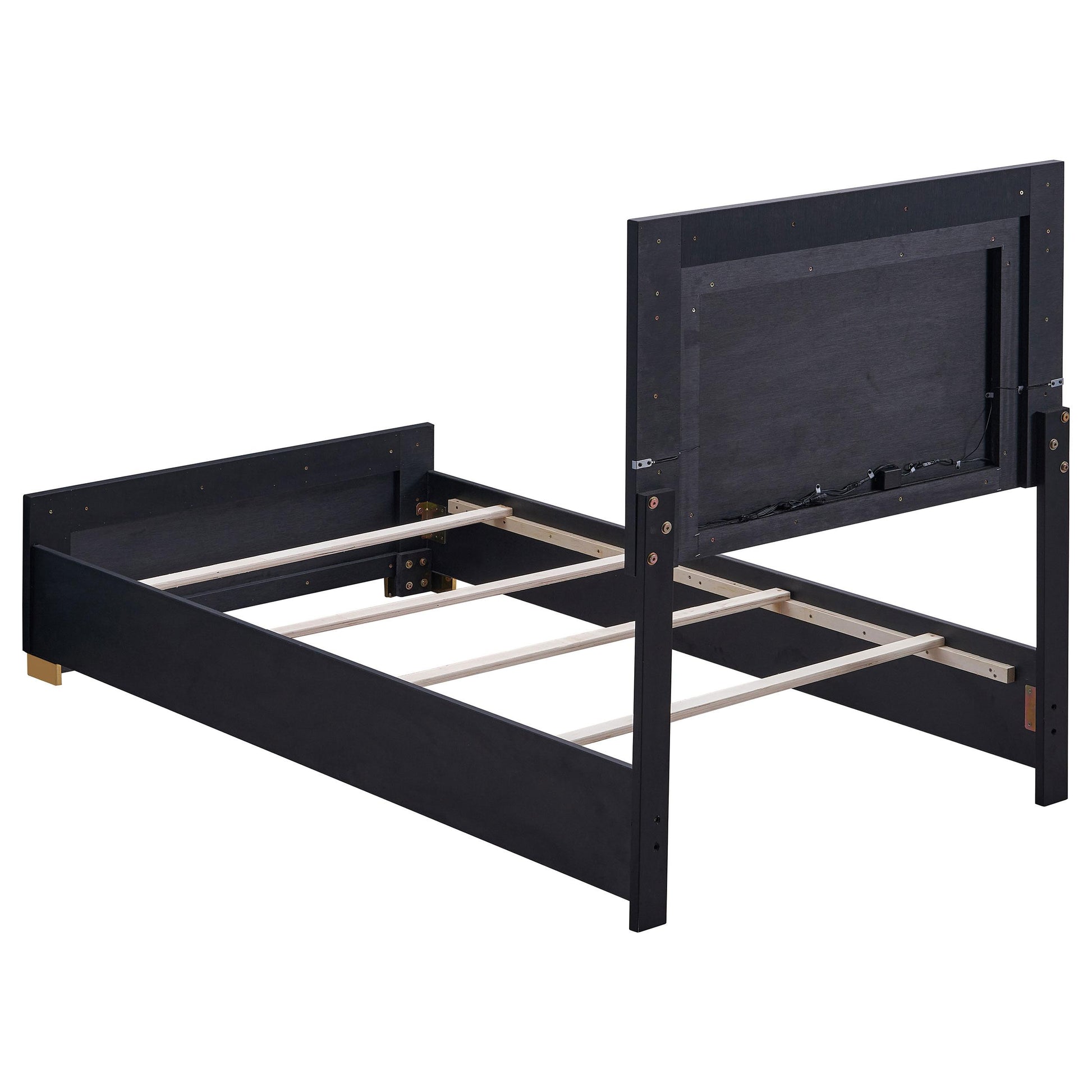  Size_Twin  -- Marceline 222831T Wood Twin LED Panel Bed - Black IMAGE 3