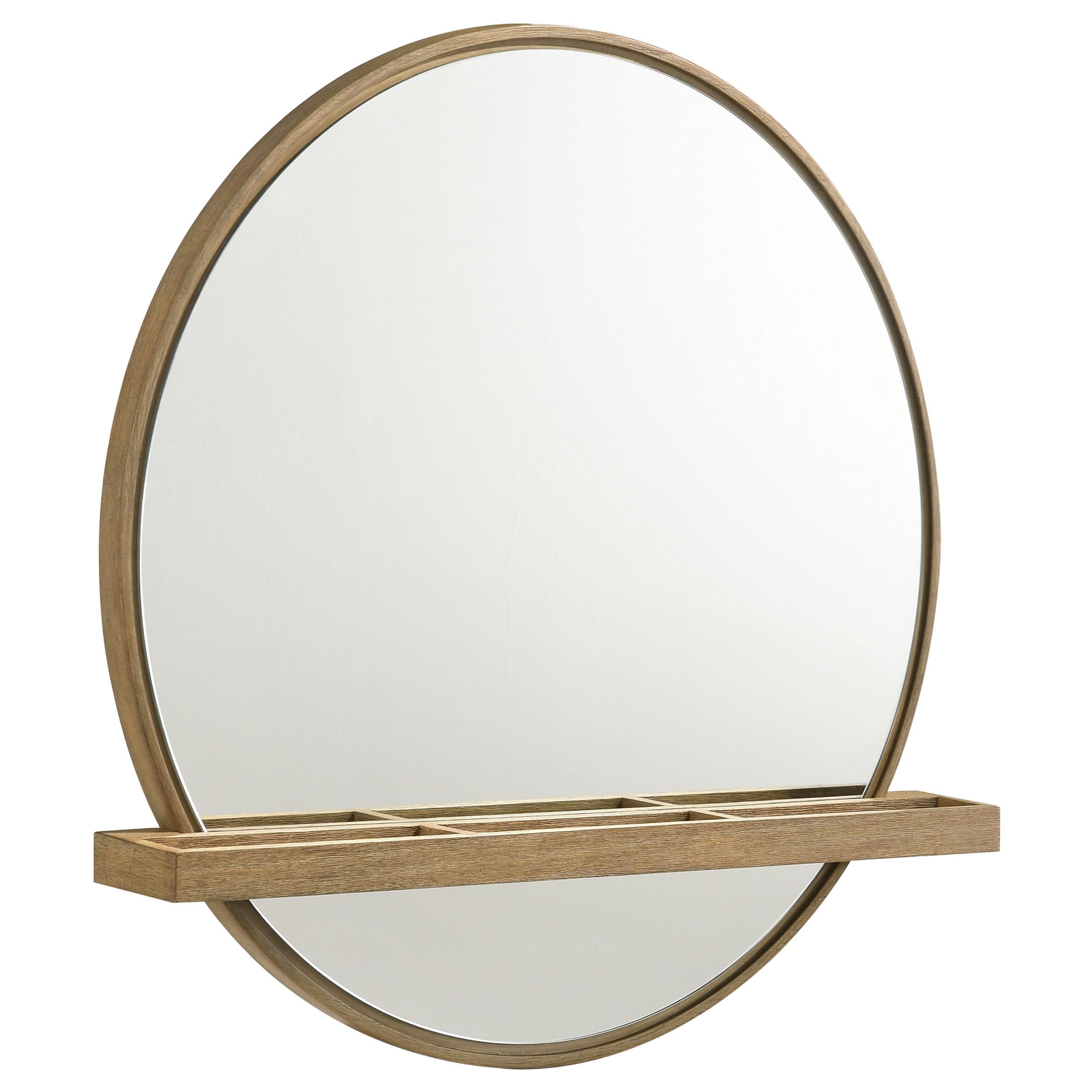  Coaster Furniture Arini 224308 Round Vanity Wall Mirror with Shelf - Sand Wash IMAGE 1