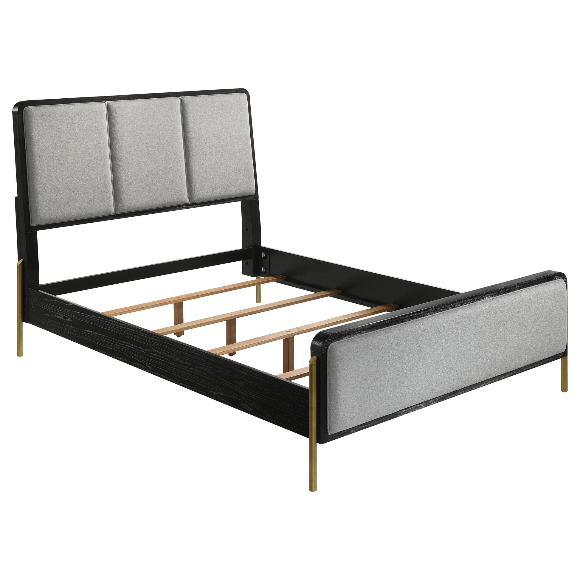  Size_Queen  -- Arini 224331Q Upholstered Queen Panel Bed - Black and Grey IMAGE 1