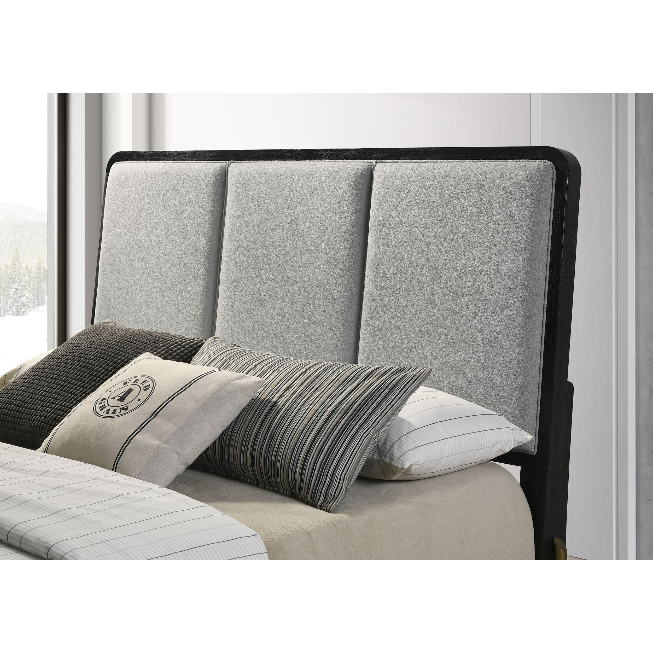  Size_Queen  -- Arini 224331Q Upholstered Queen Panel Bed - Black and Grey IMAGE 6