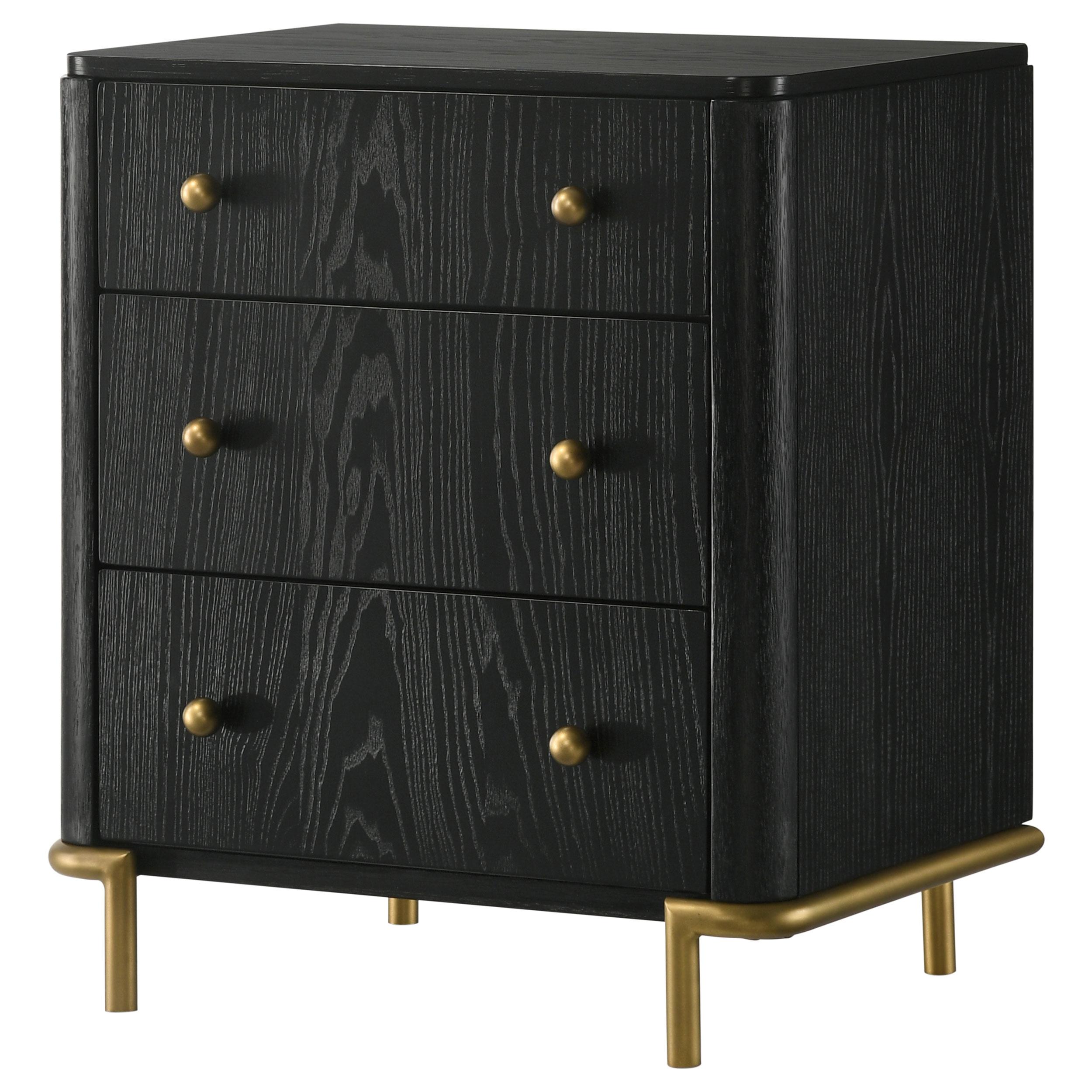  Coaster Furniture Arini 224332 3-Drawer Nightstand - Black IMAGE 4