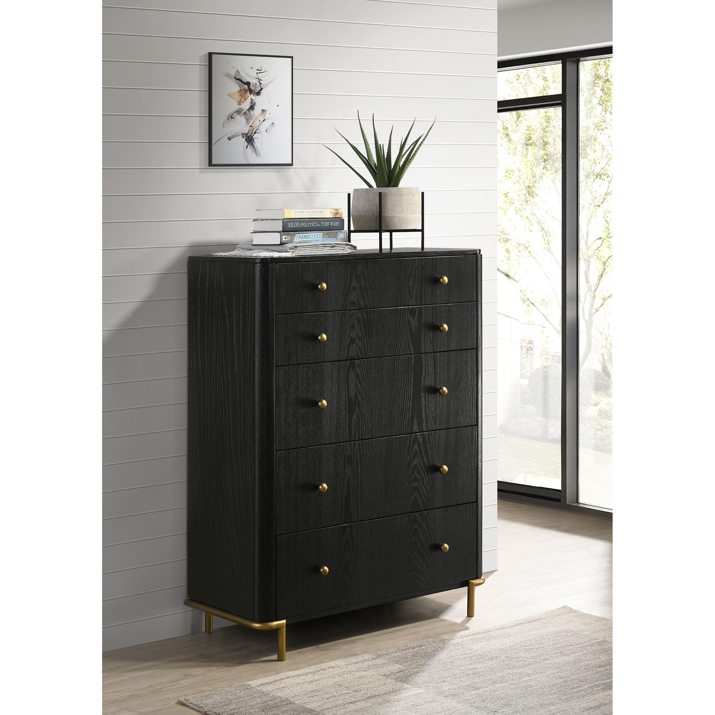  Coaster Furniture Arini 224335 5-Drawer Bedroom Chest - Black IMAGE 2
